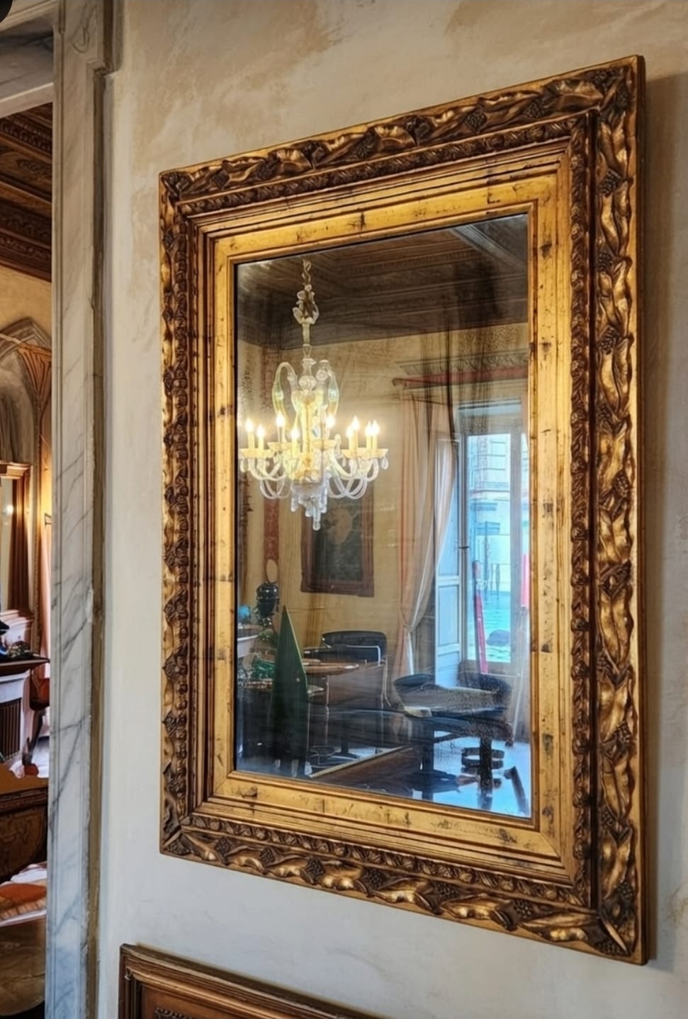 Venetian Italian Grape Vine Foliate Motif Frame Wall Mirror - 37" x 48" - Image 2