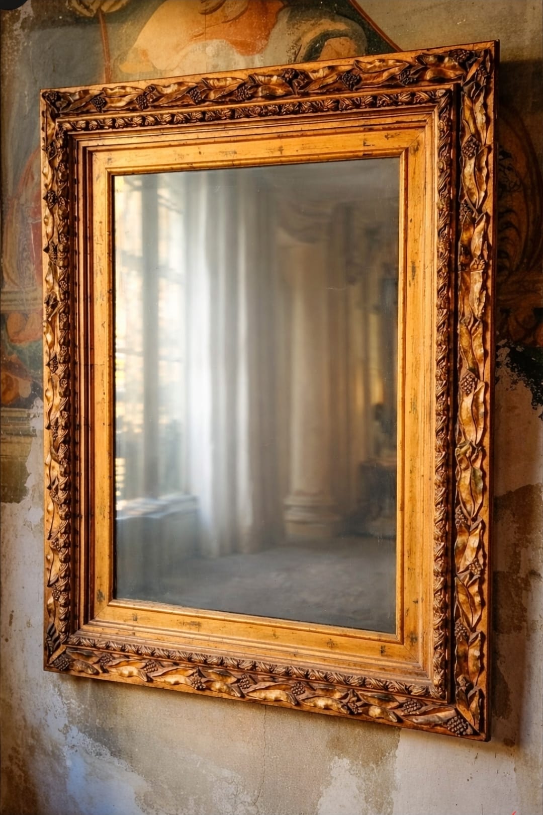 Venetian Italian Grape Vine Foliate Motif Frame Wall Mirror - 37" x 48" - Image 3