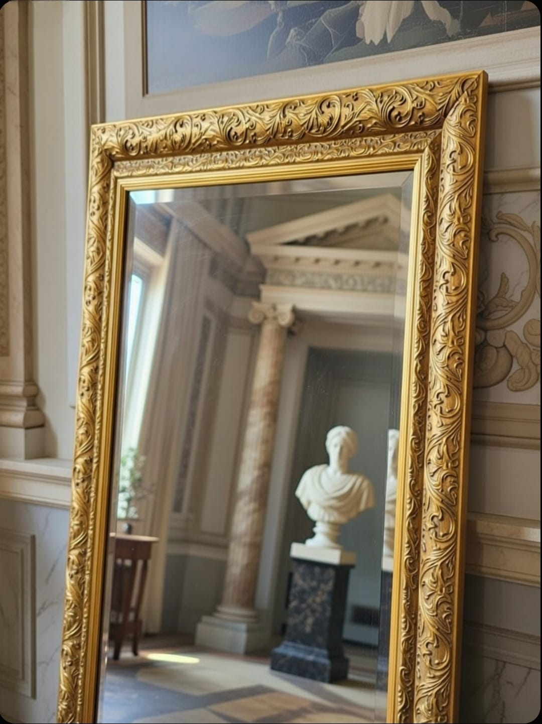 French Louis XV Style Foliate Gold Frame & Beveled Glass Wall Mirror – 30"x42" - Image 3