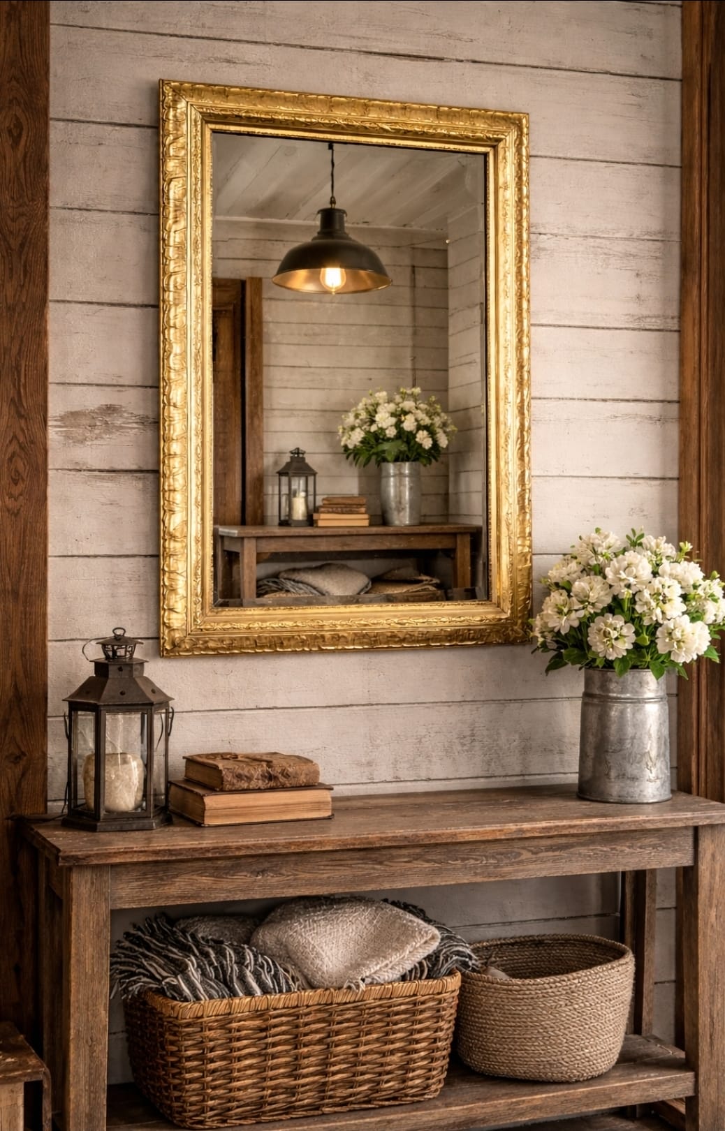 Boroque/Modernist & Beveled Leaded Glass Wall Mirror - 32" x 42"