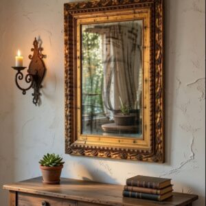 Venetian Italian Grape Vine Foliate Motif Frame Wall Mirror - 37" x 48"