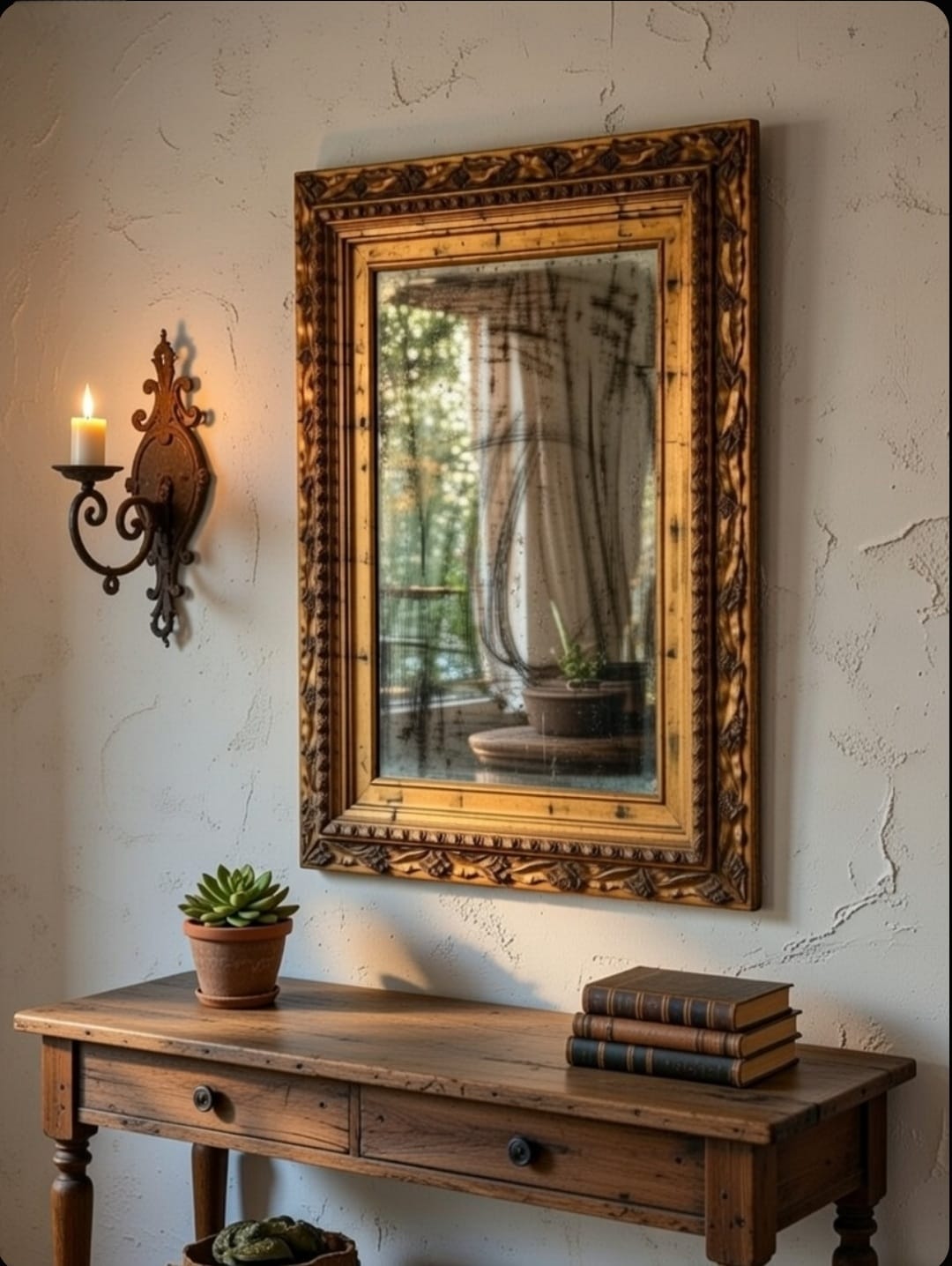 Venetian Italian Grape Vine Foliate Motif Frame Wall Mirror - 37" x 48"