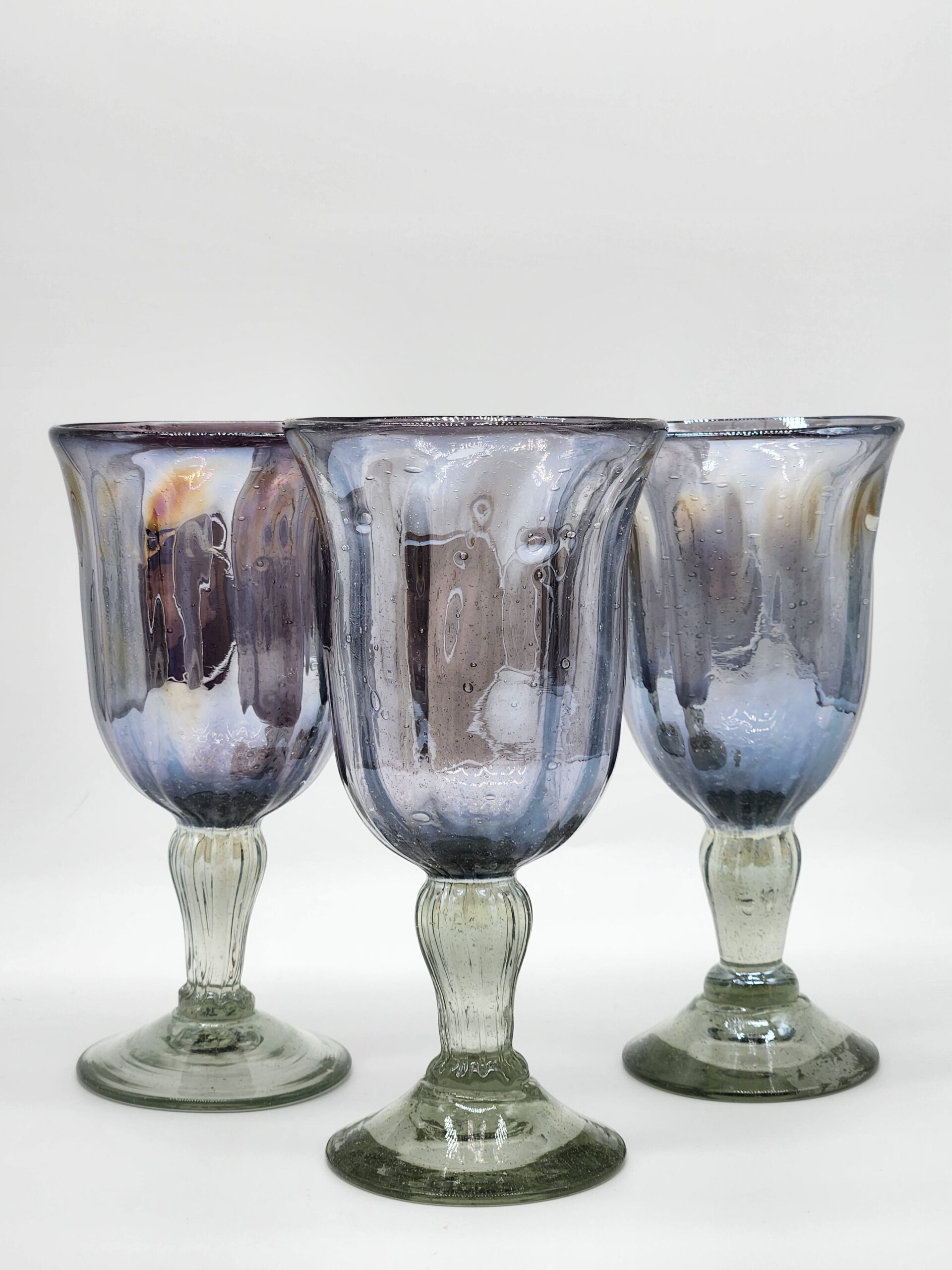 Mariposa Hand-Blown Purple Swirl Wine/Water Goblets
