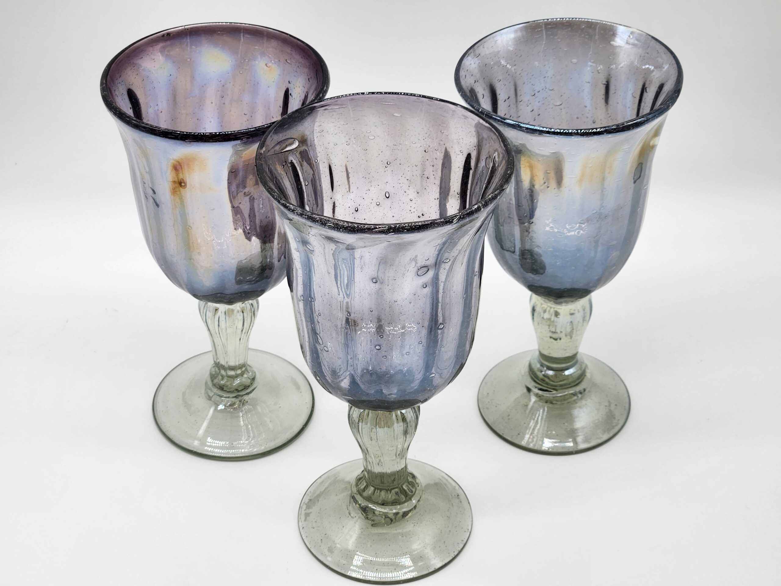 Mariposa Hand-Blown Purple Swirl Wine/Water Goblets - Image 8