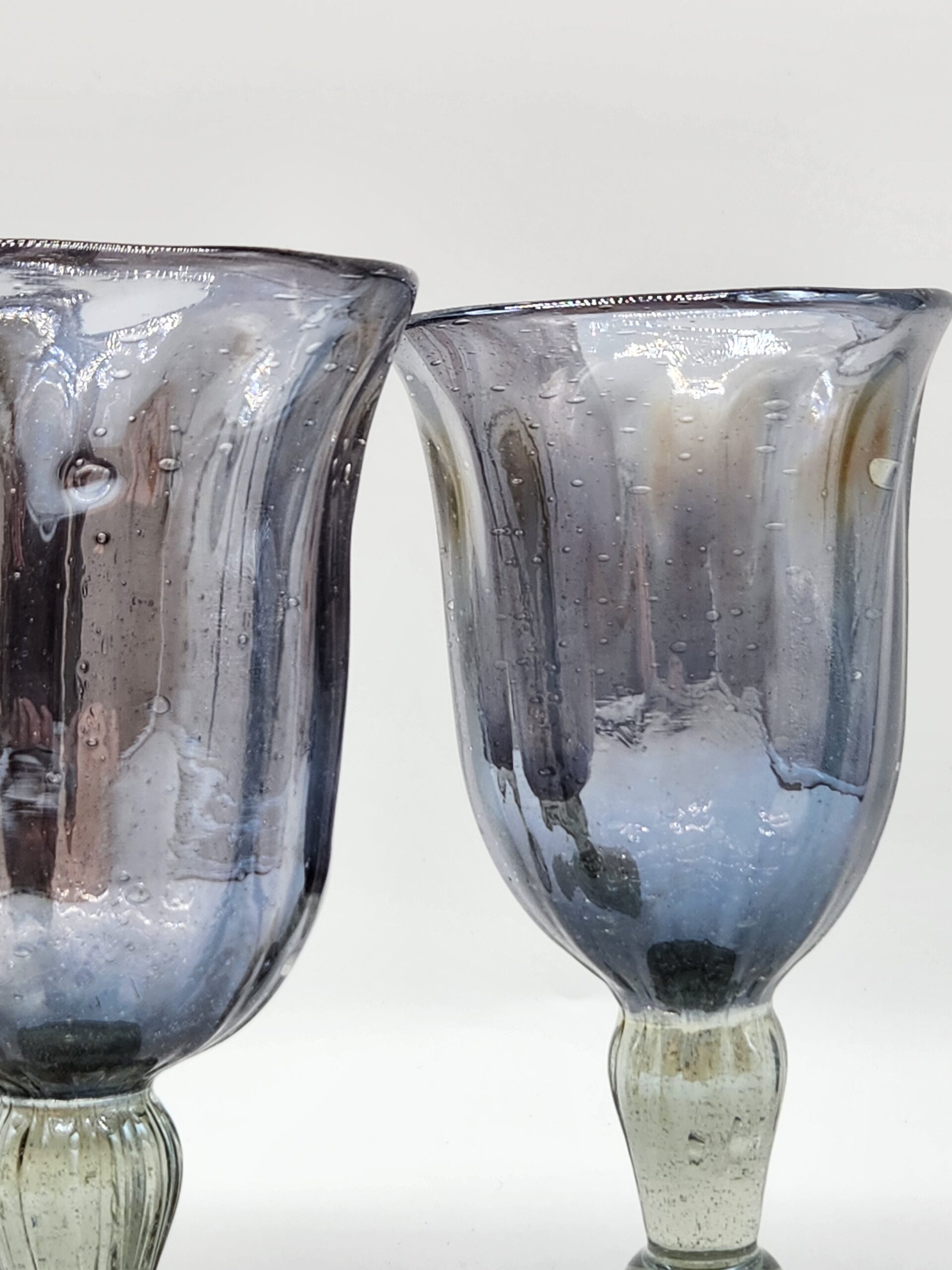 Mariposa Hand-Blown Purple Swirl Wine/Water Goblets - Image 3