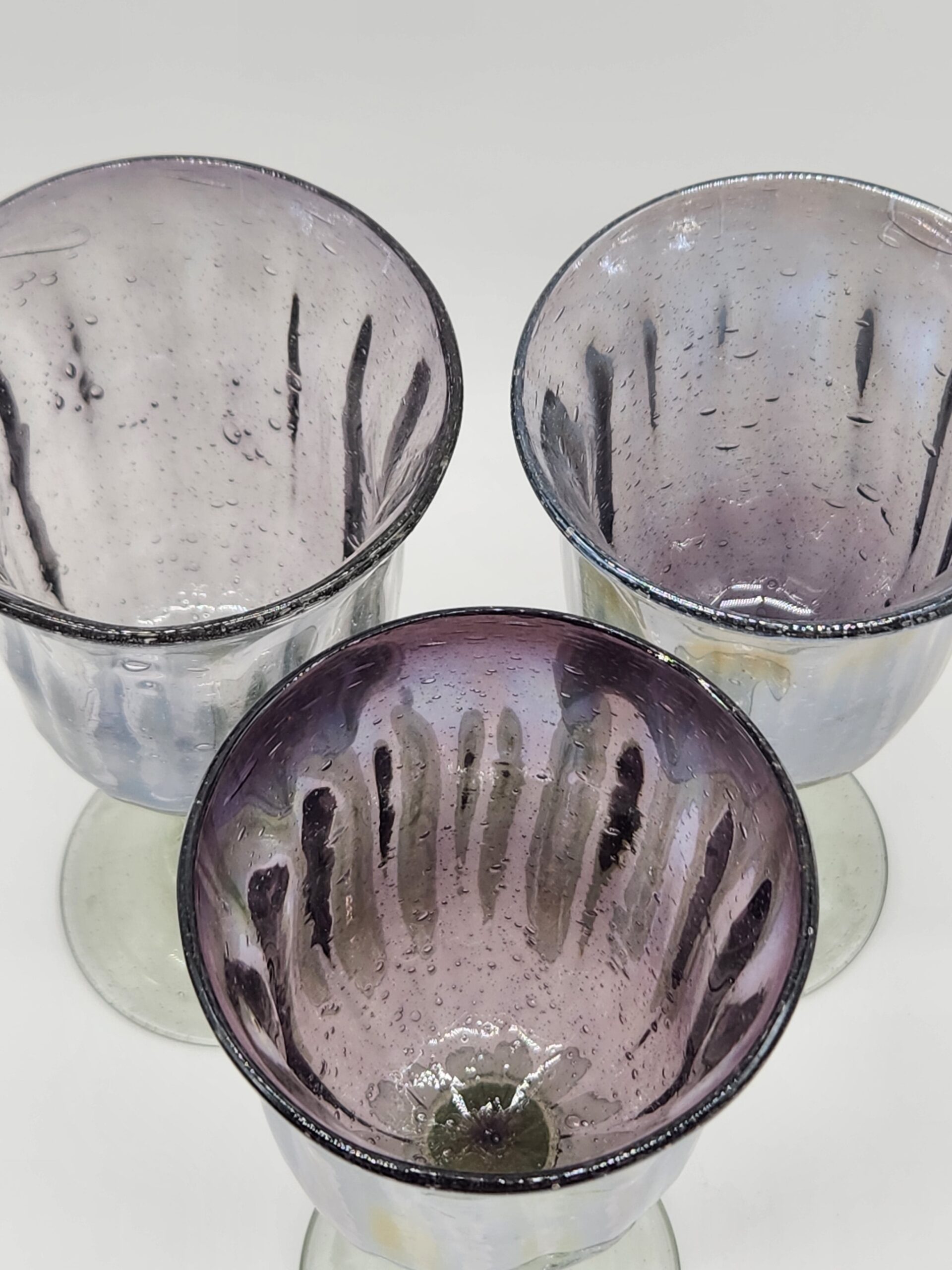Mariposa Hand-Blown Purple Swirl Wine/Water Goblets - Image 7
