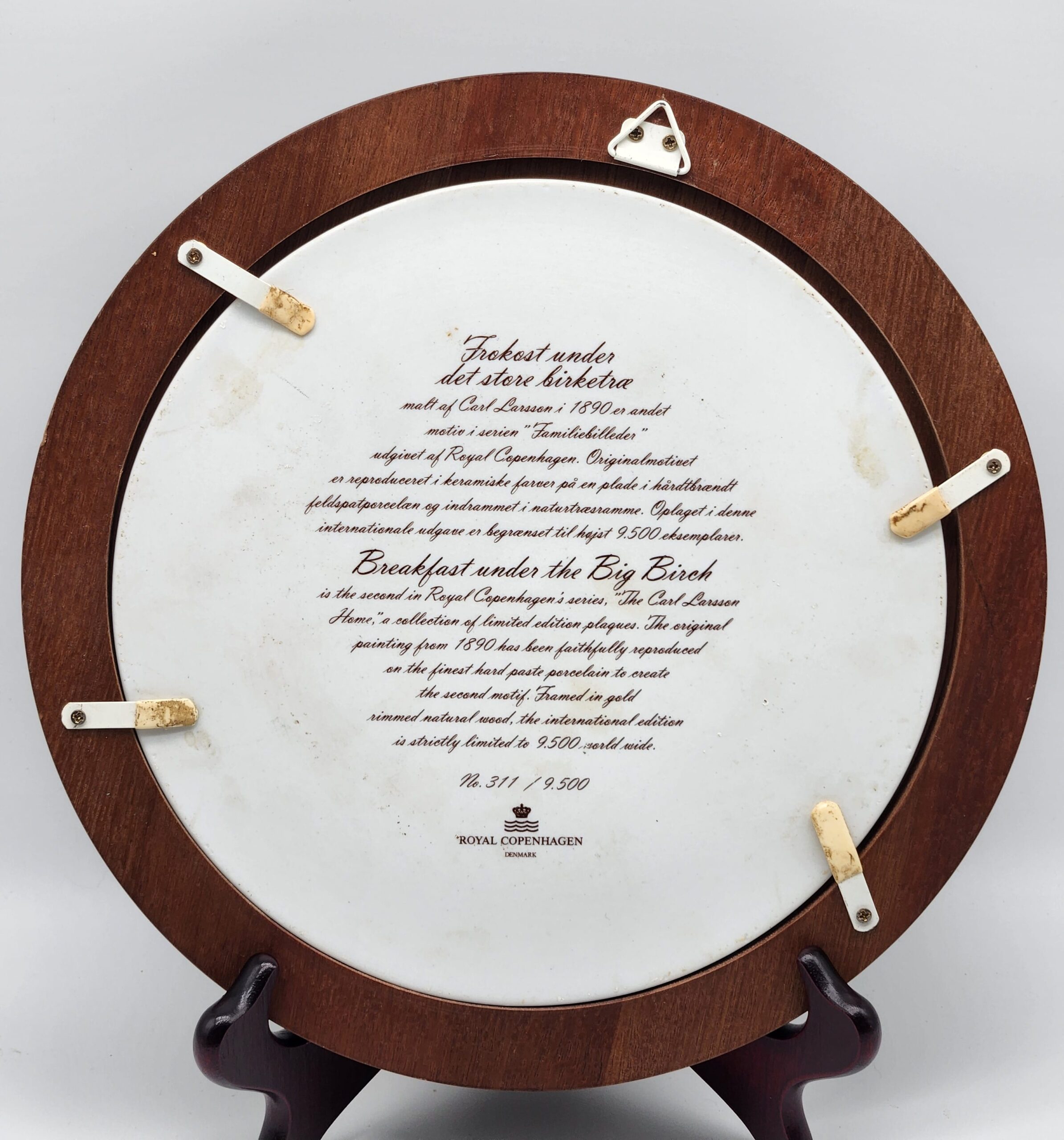 Royal Copenhagen Limited Edition Porcelain Plaque "Breakfast Under the Big Birch” - Image 4