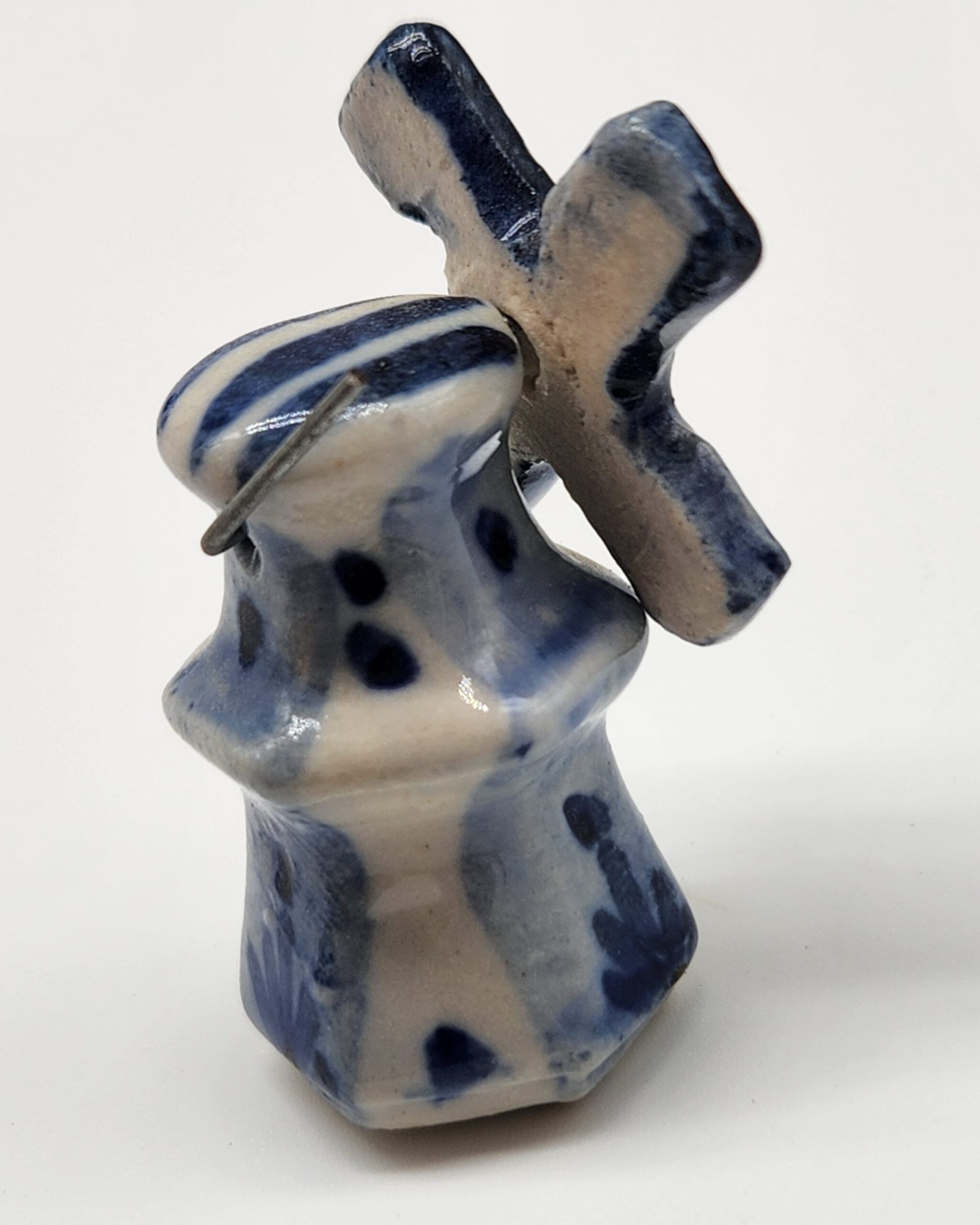 Vintage Delft Blue Porcelain Milkmaid and Windmill Figurine - Dutch Netherlands Holland - Image 4