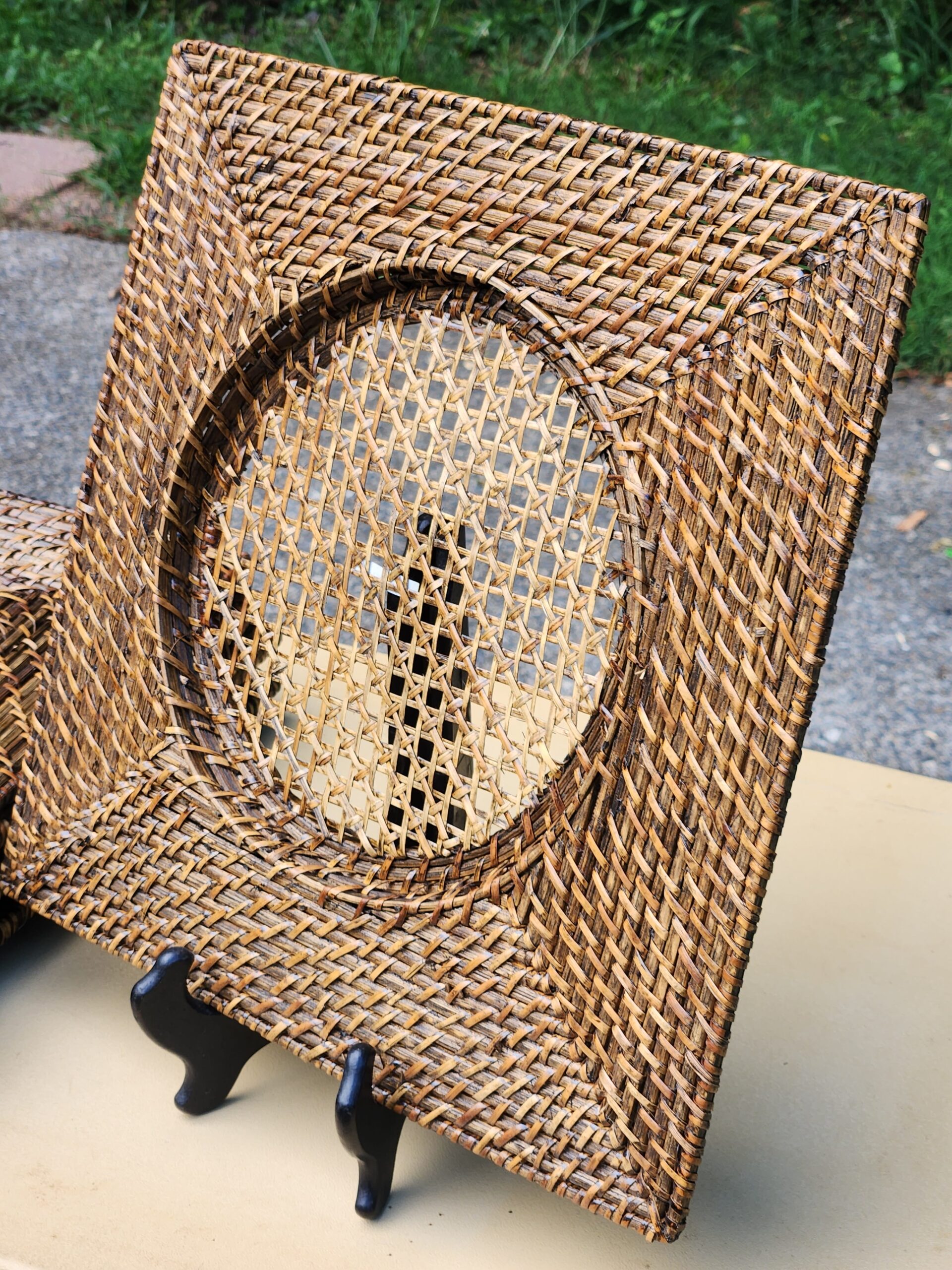 Set of 5 Handwoven Rattan Table Charger Plates - Vintage BOHO - Image 2