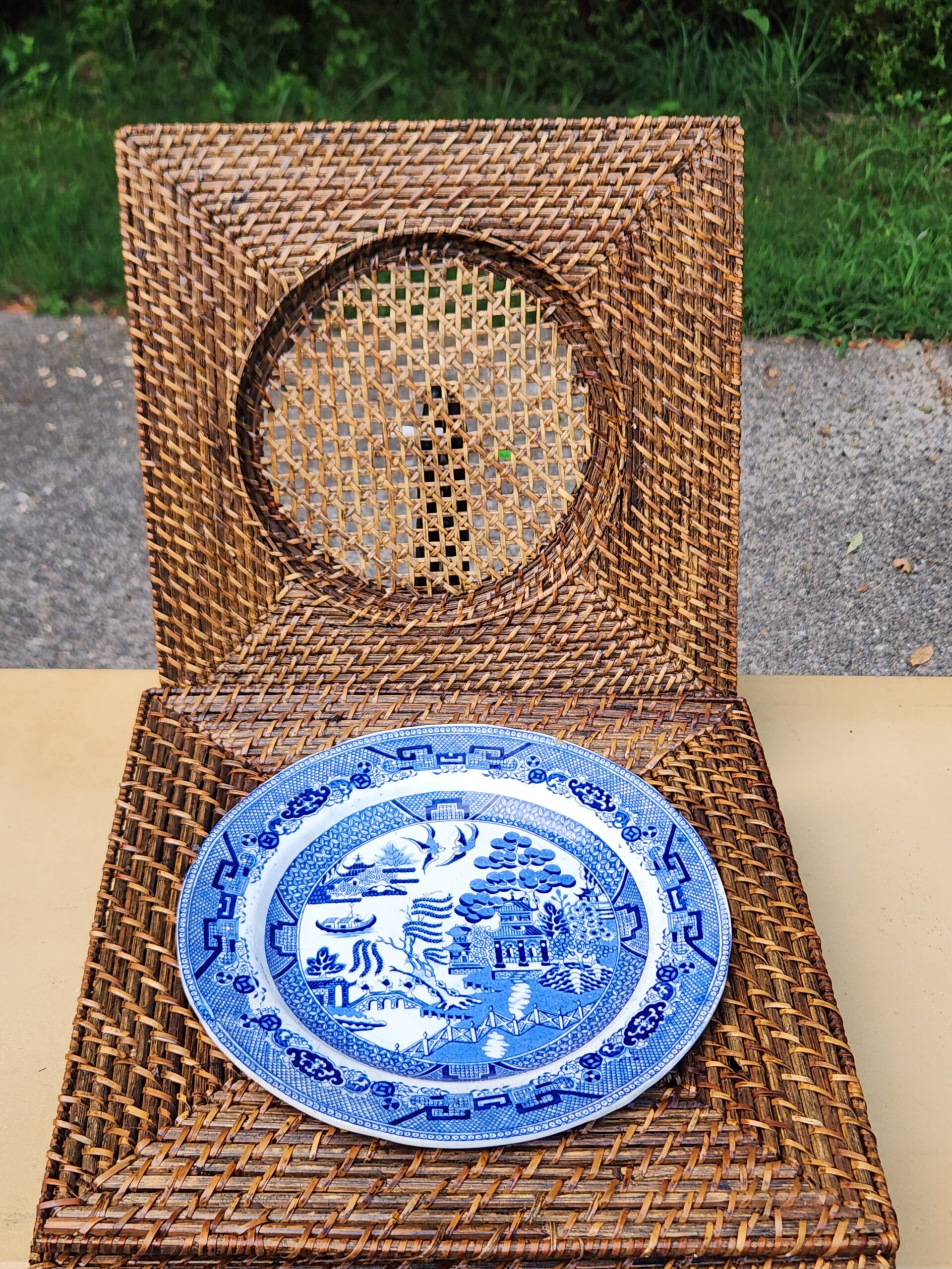 Set of 5 Handwoven Rattan Table Charger Plates - Vintage BOHO - Image 5