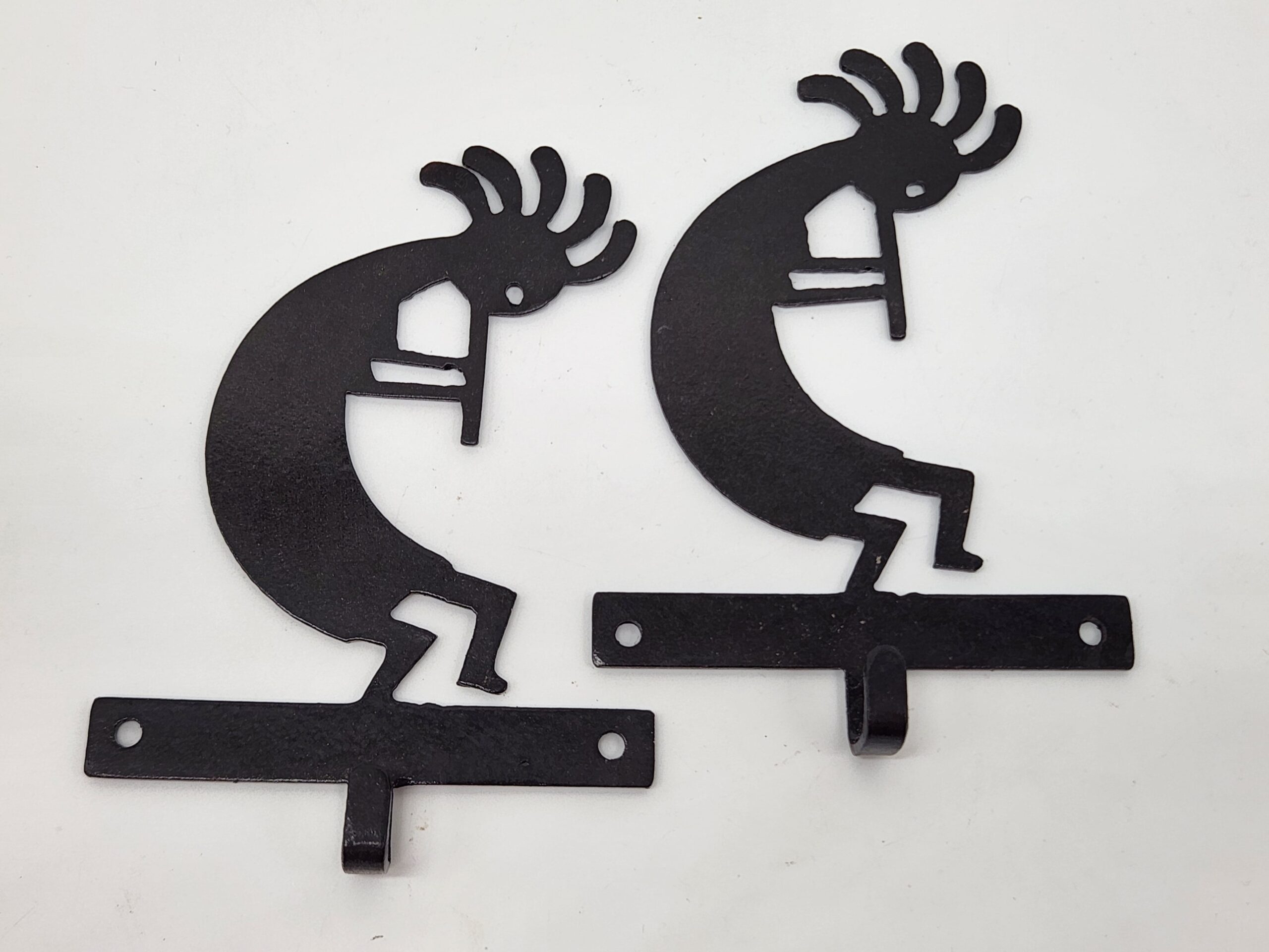 Black Metal Key/Leash Hooks - Southwest Kokopelli Silhouette