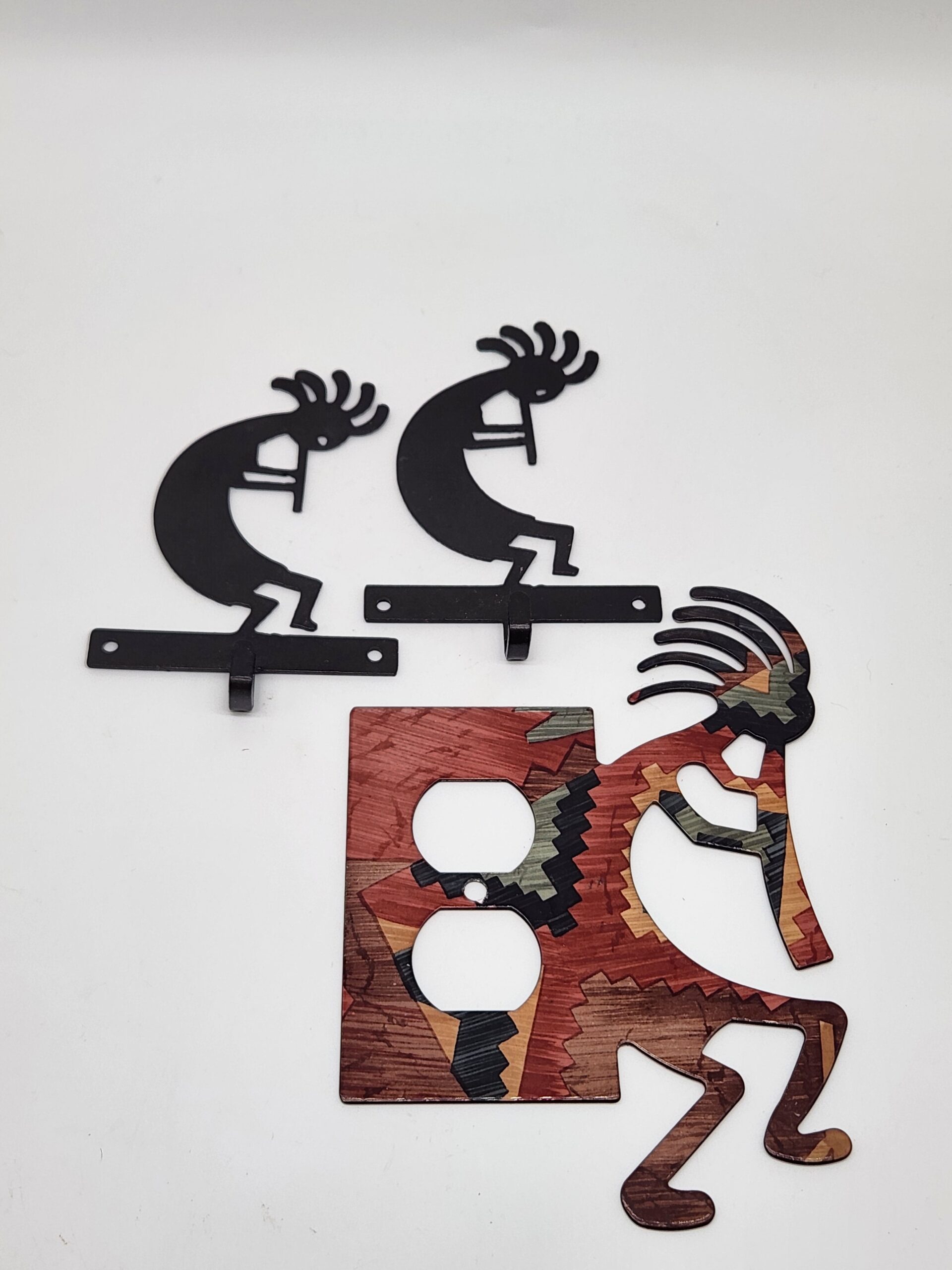 Black Metal Key/Leash Hooks - Southwest Kokopelli Silhouette - Image 6