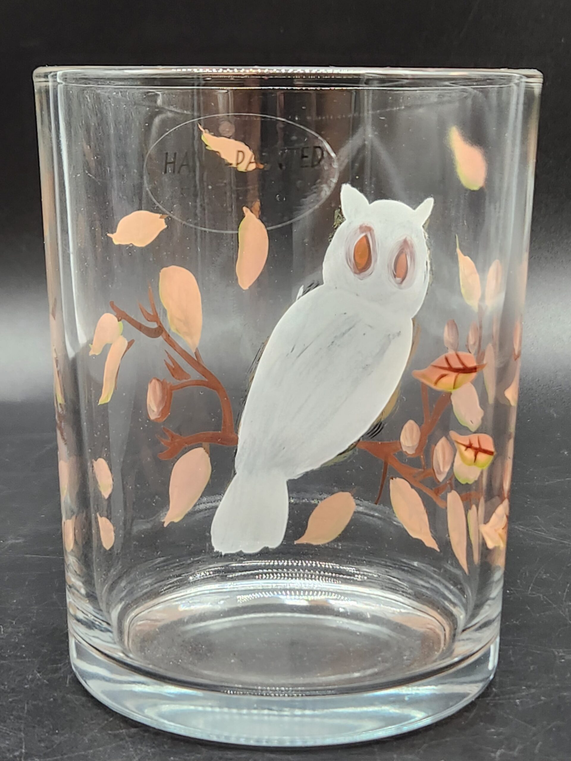 Hand Painted Owl Candle Holder / Drinking Glass / Tumbler Vase - Image 2