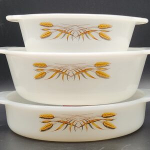 Vintage Anchor Hocking Fire King "Wheat" Pattern Casserole Dishes