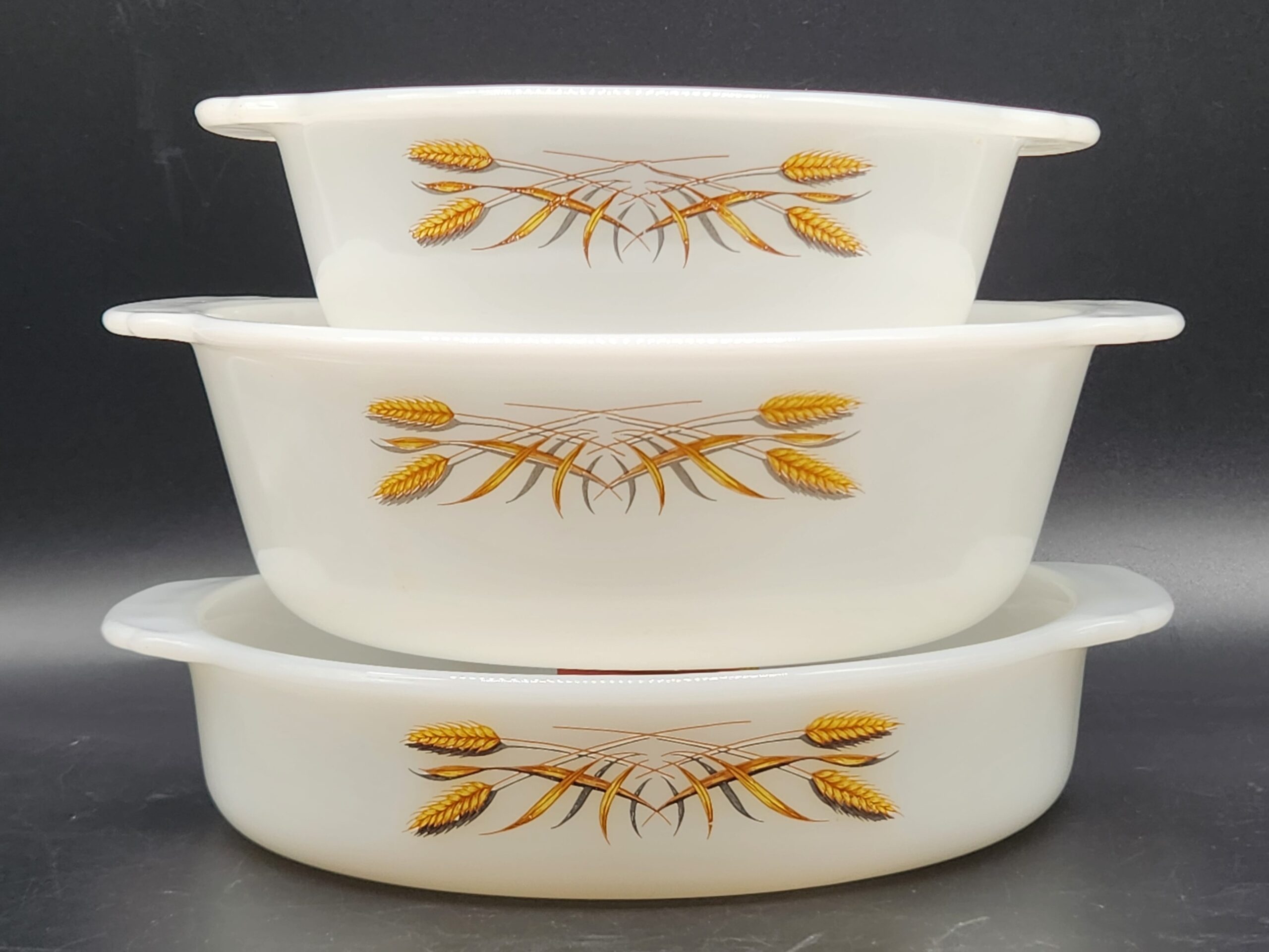 Vintage Anchor Hocking Fire King "Wheat" Pattern Casserole Dishes