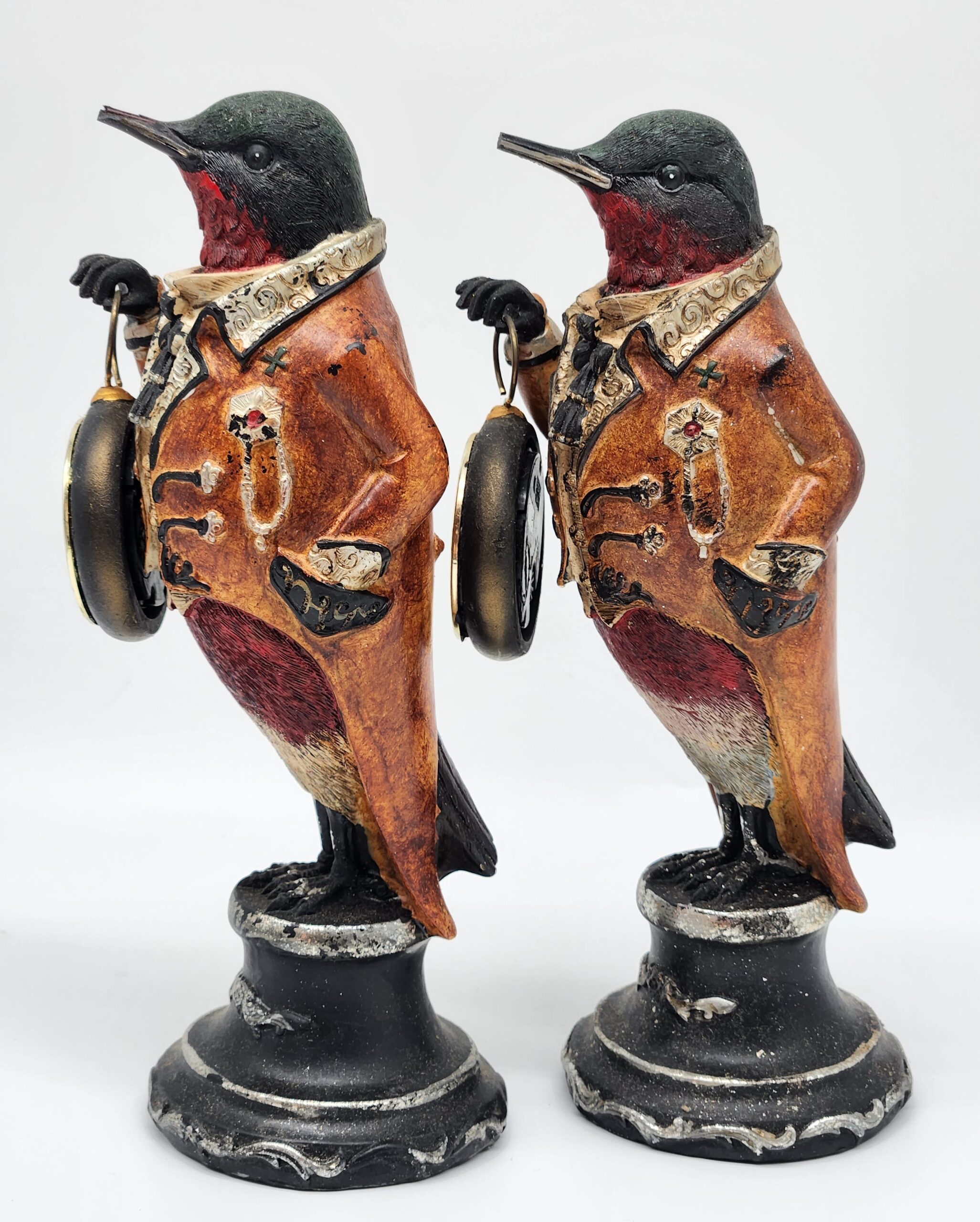 Mullanium Steampunk Hummingbird Figurines w/ Working Quartz Pocket Watch - Image 4