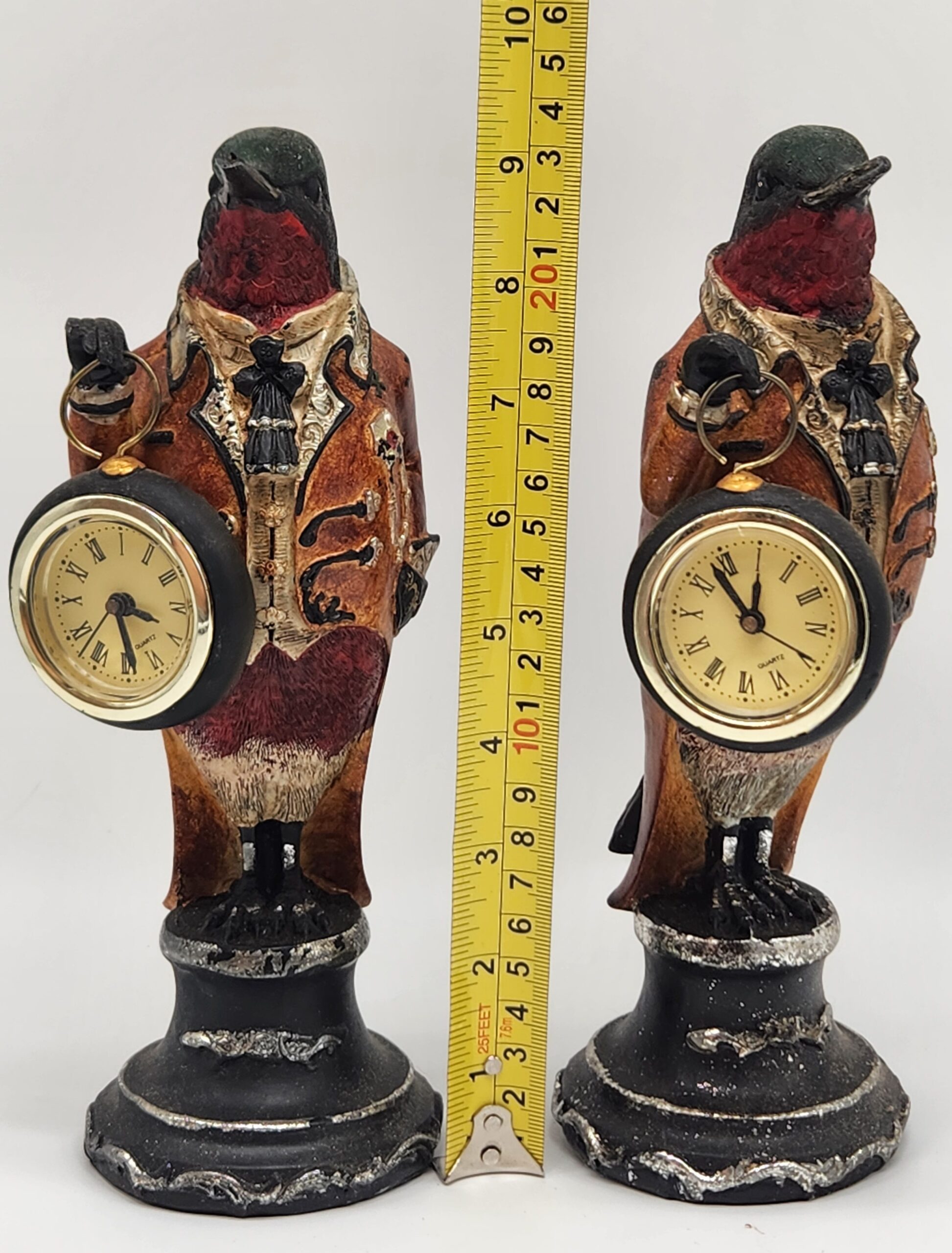 Mullanium Steampunk Hummingbird Figurines w/ Working Quartz Pocket Watch - Image 7