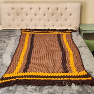 Handmade 1970s Crochet Afghan Throw Blanket