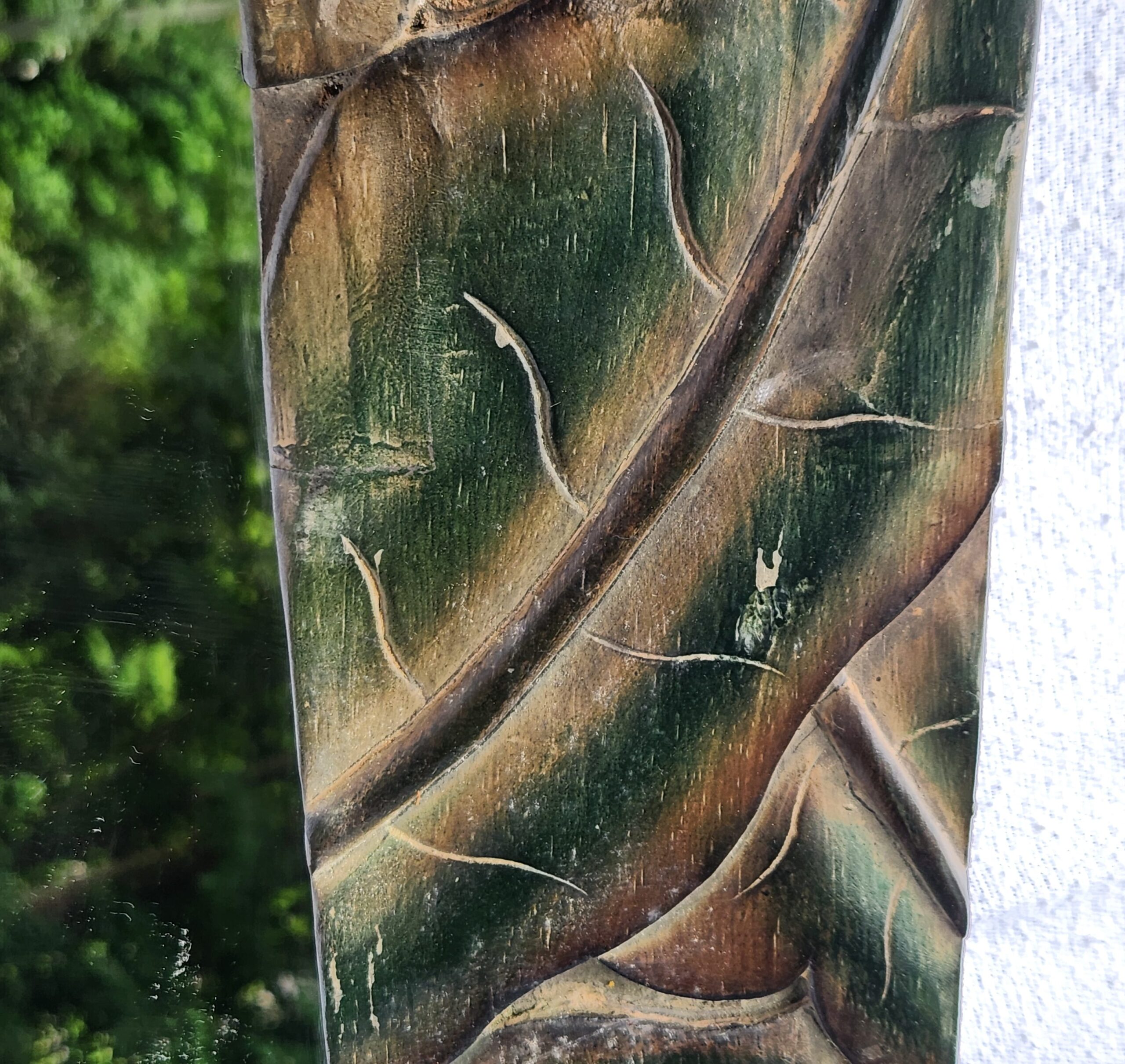 Vintage Carved Wood Frame Wall Mirror - Tropical Palm Motif - Image 10