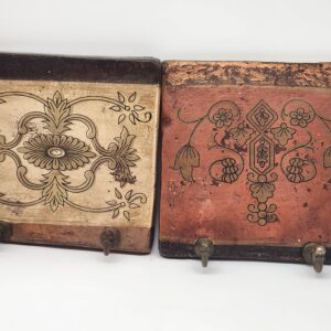 Square Mediterranean Handmade Painted Terracotta Brass Coat Hooks