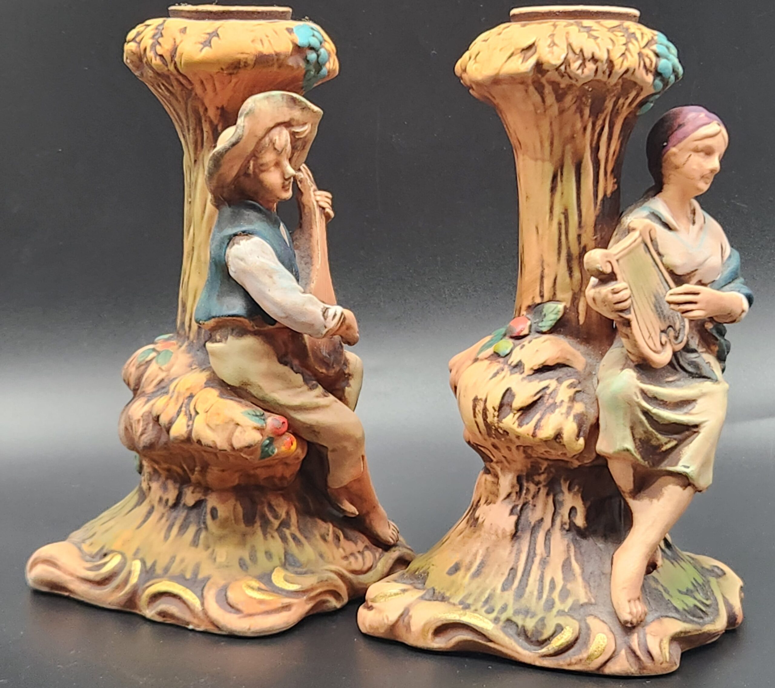 1950s National Potteries "Arcadia" Ceramic Candle Holders - Image 2