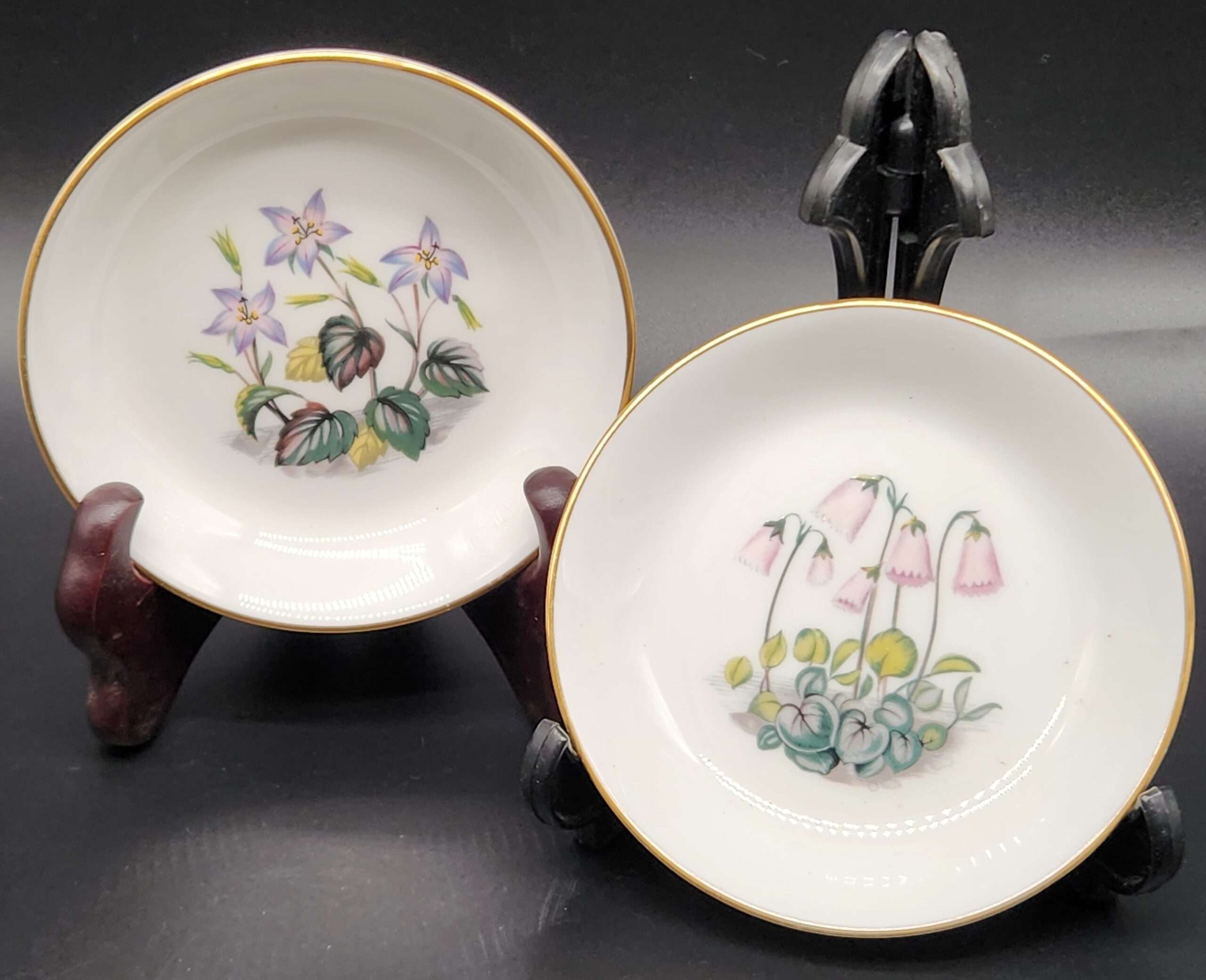 Royal Worcester English Fine Bone China Alpine Flowers Trinket Dishes