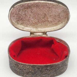 Vintage Silver-Plated Trinket Box Red Velvet Lining
