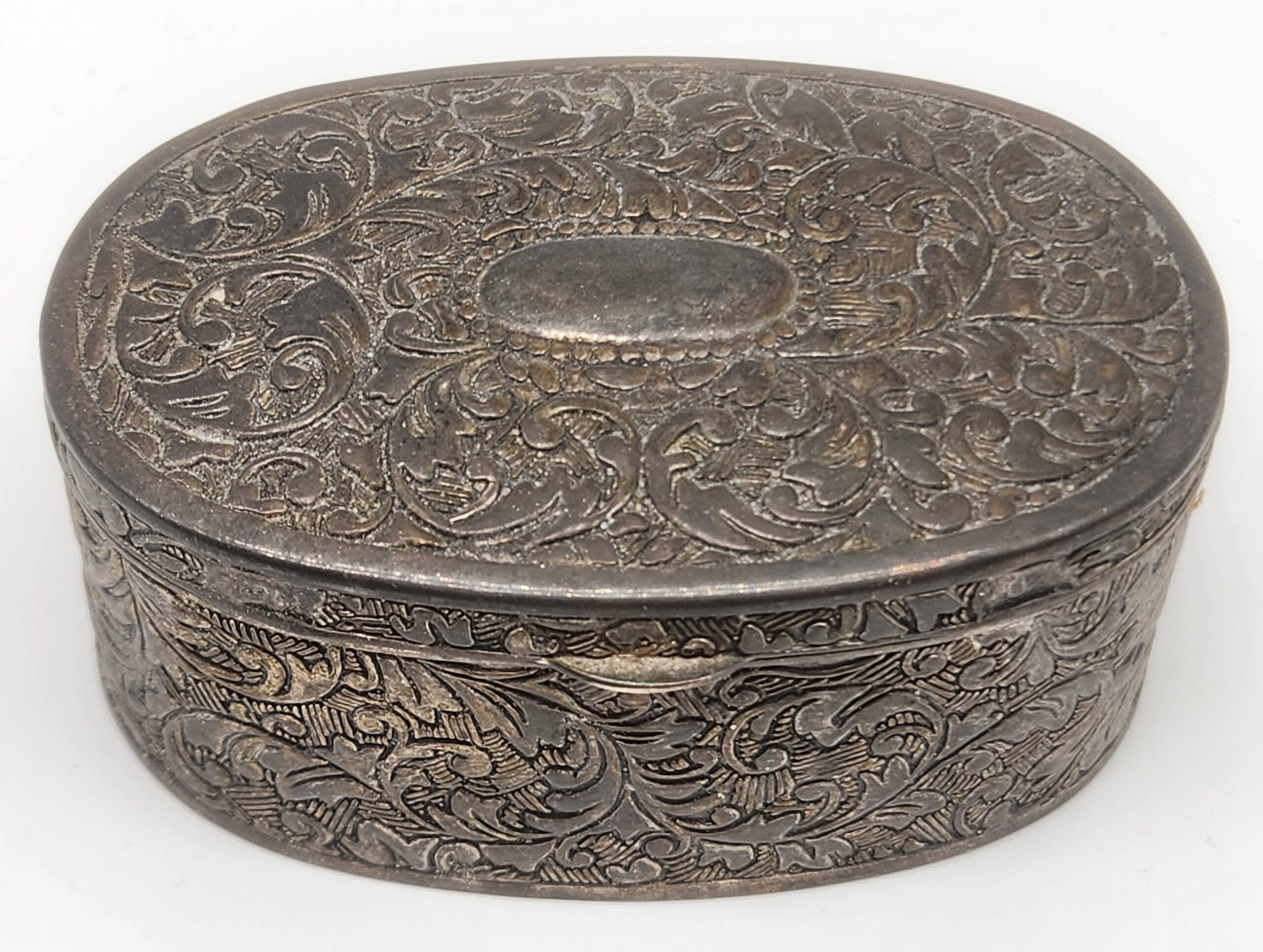 Vintage Silver-Plated Trinket Box Red Velvet Lining - Image 3