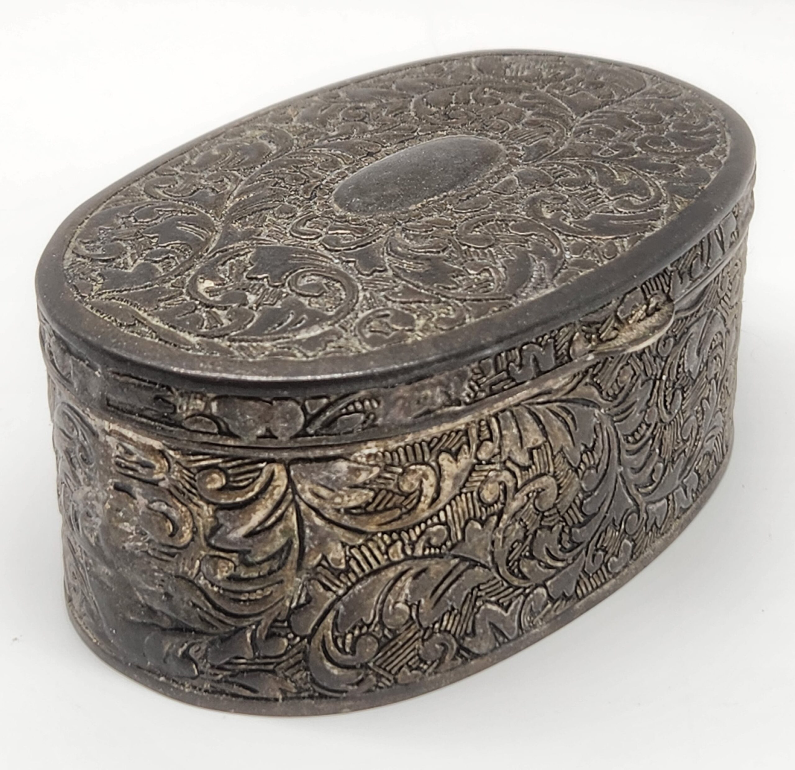 Vintage Silver-Plated Trinket Box Red Velvet Lining - Image 4