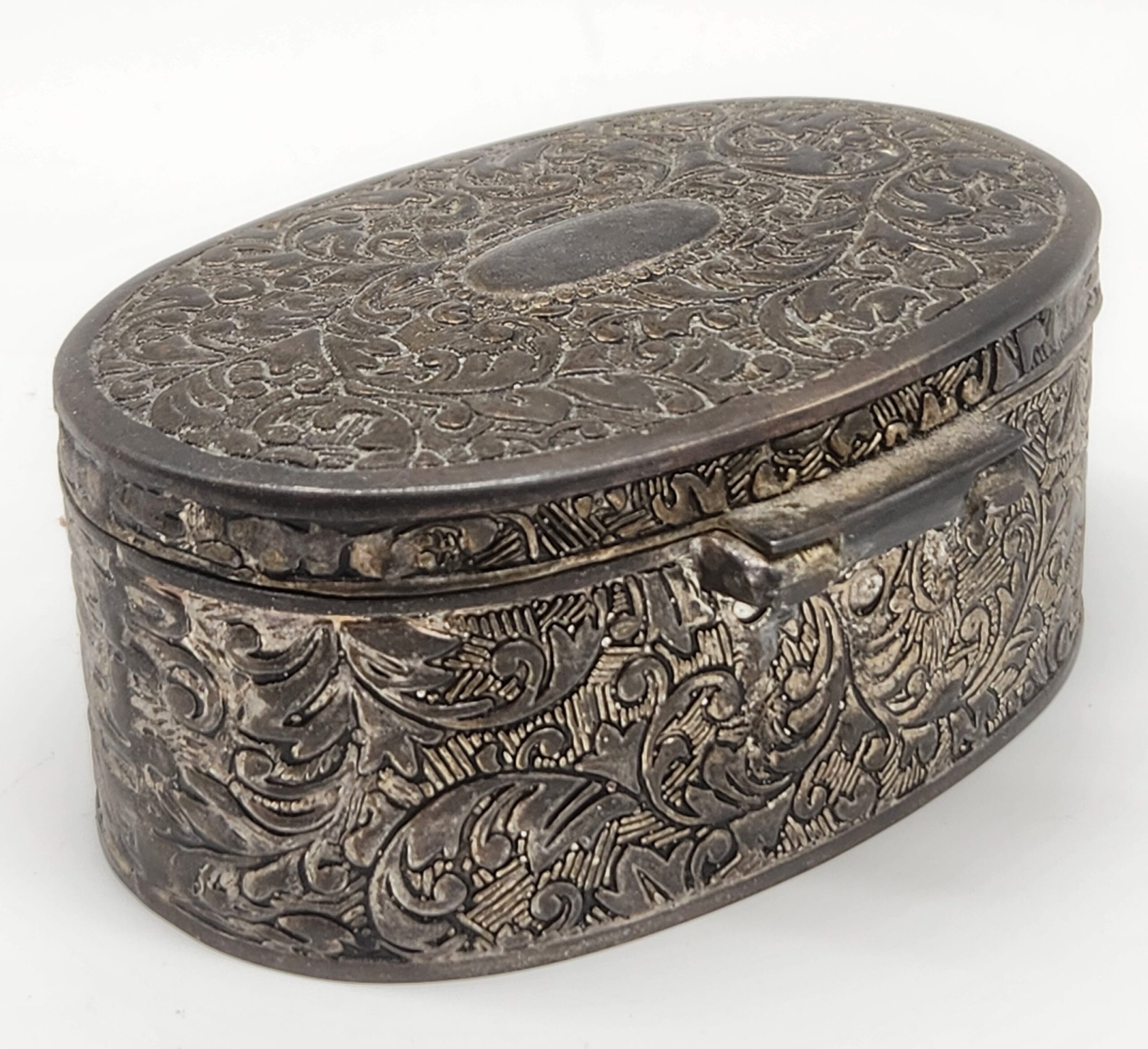 Vintage Silver-Plated Trinket Box Red Velvet Lining - Image 5