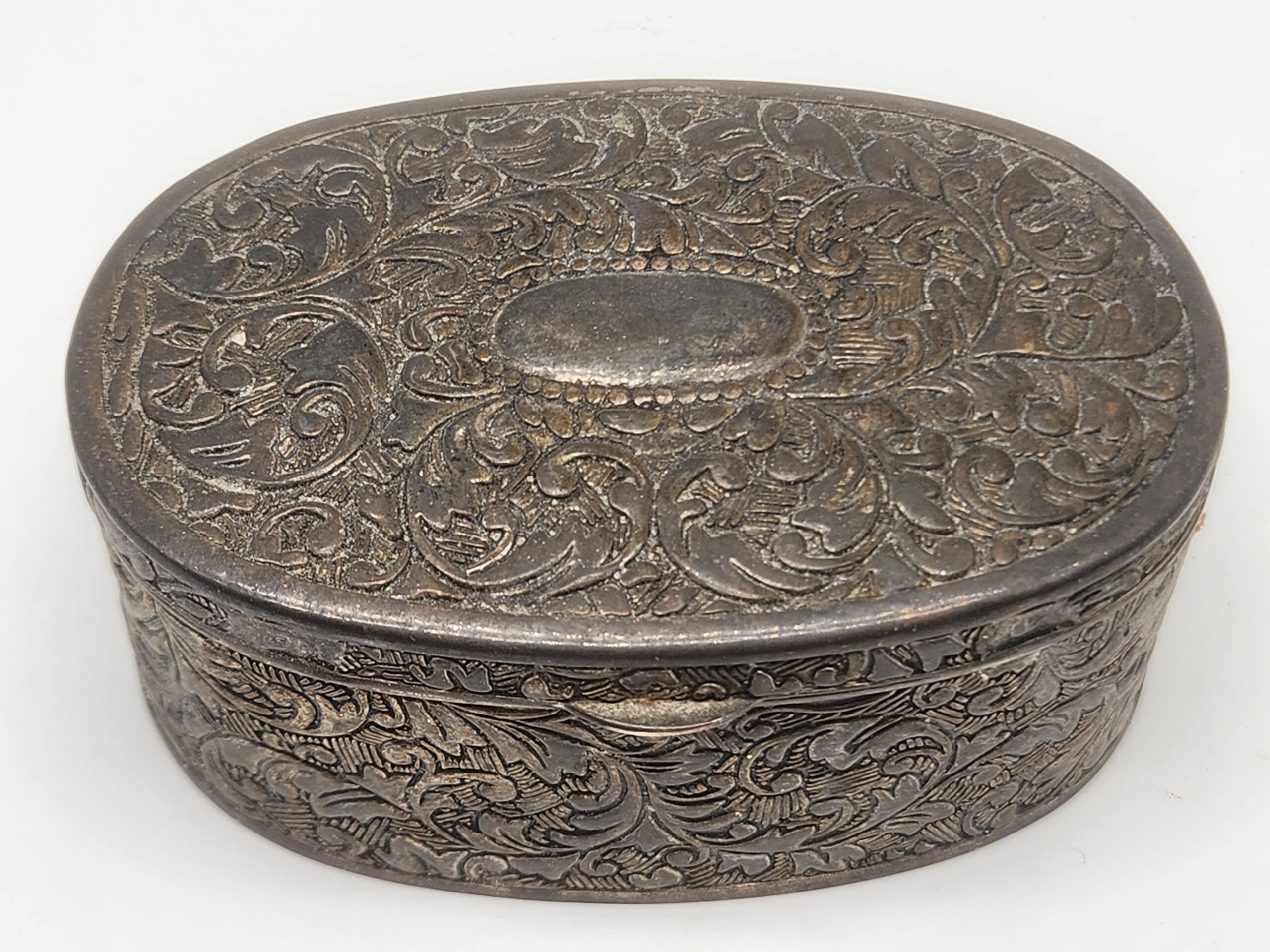 Vintage Silver-Plated Trinket Box Red Velvet Lining - Image 6