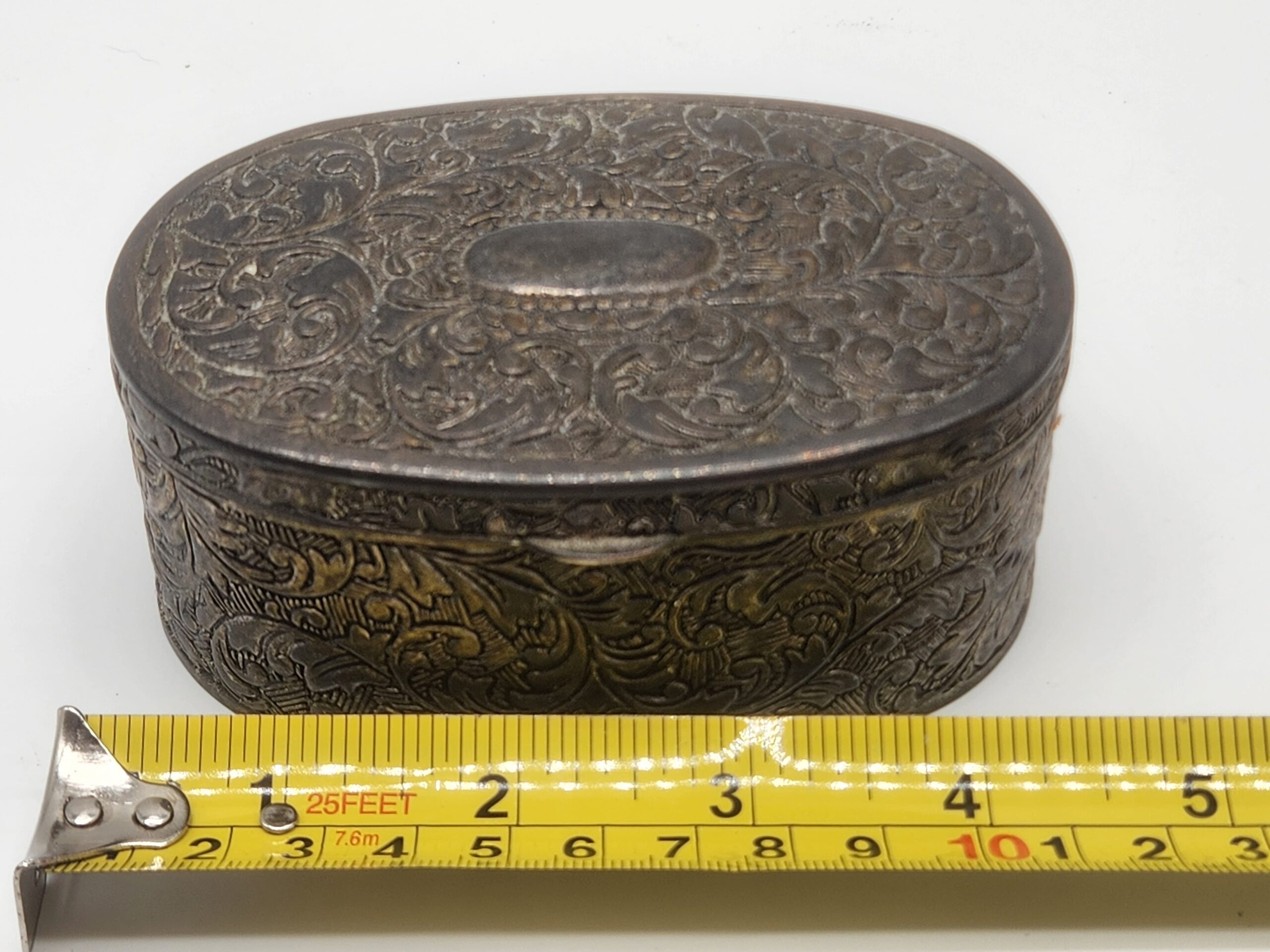 Vintage Silver-Plated Trinket Box Red Velvet Lining - Image 8