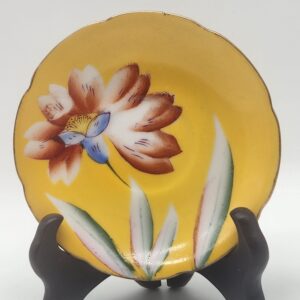 1940s Trimont Occupied Japan China Saucer Plate Hand-Painted Red Flora