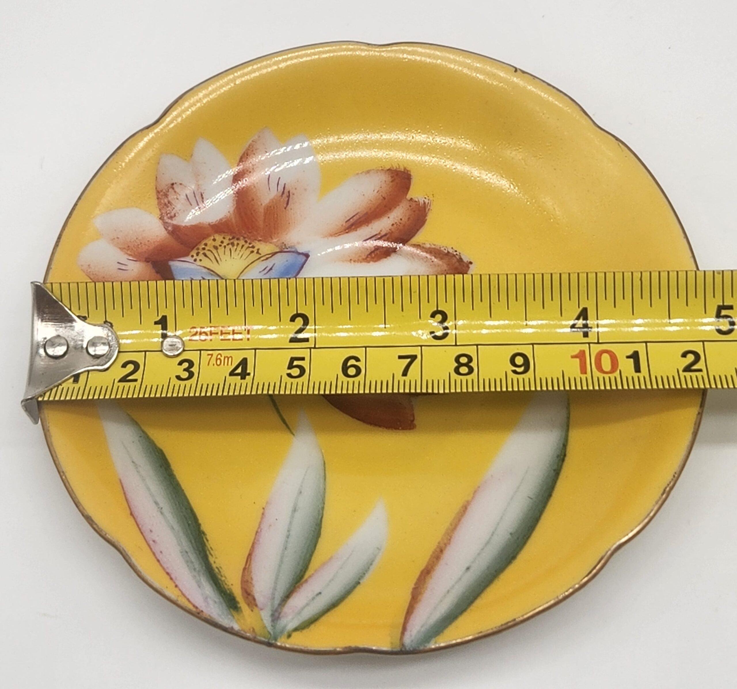 1940s Trimont Occupied Japan China Saucer Plate Hand-Painted Red Flora - Image 6