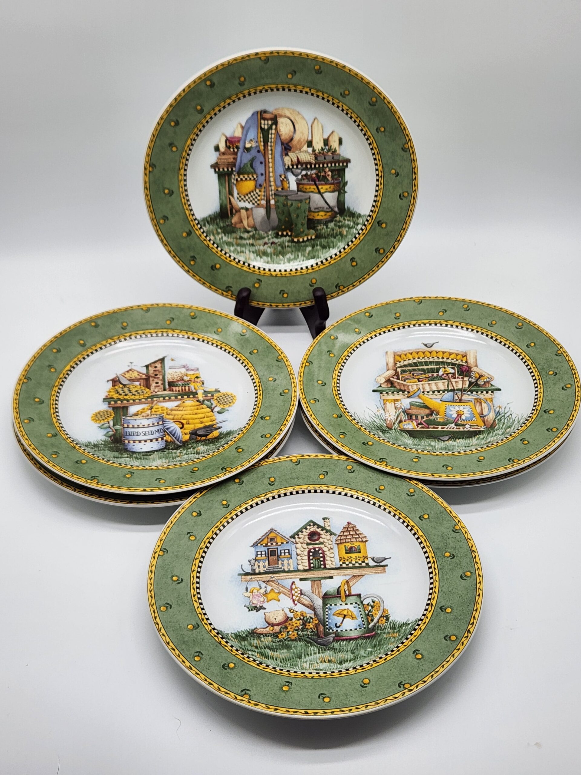Sakura Stoneware "Garden Vignette" Collection Salad Plates
