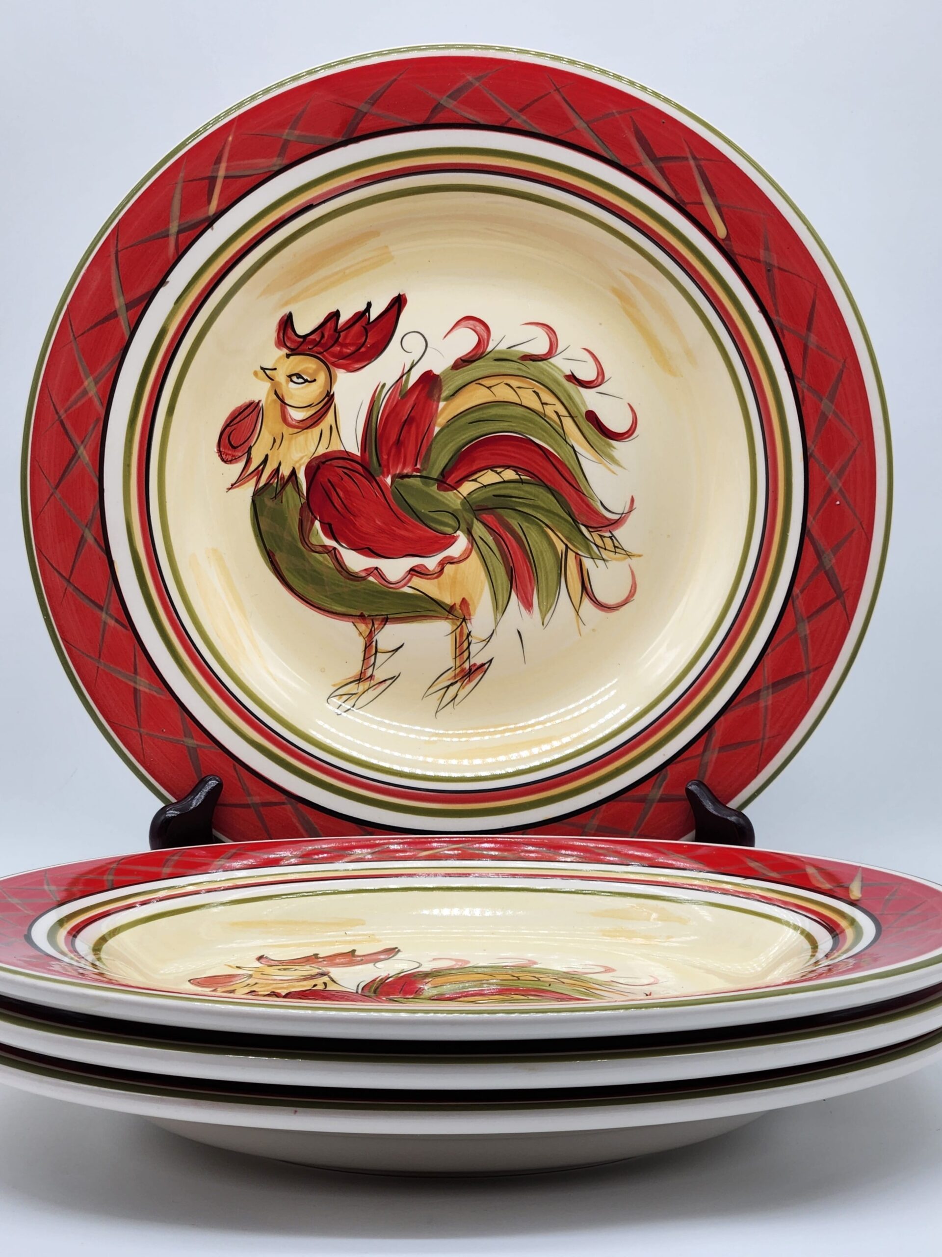 HD Designs "Rafael Rooster" Collection Hand Painted Soup / Pasta Bowls - Set of 4 - Image 5