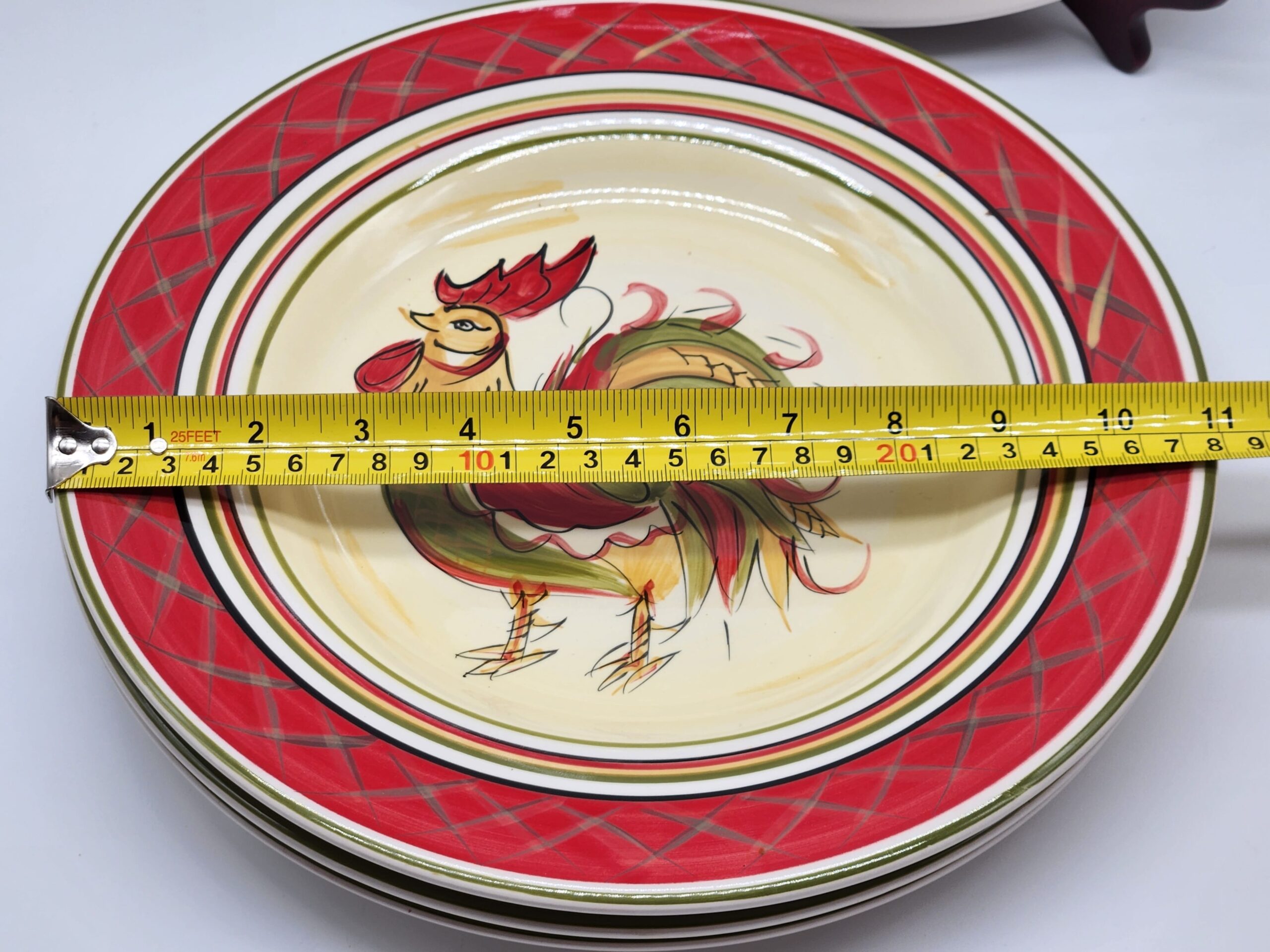 HD Designs "Rafael Rooster" Collection Hand Painted Soup / Pasta Bowls - Set of 4 - Image 7