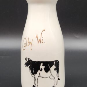 Colby, Wisconsin Local Advertising Pottery Ceramic Farmhouse Milk Bottle