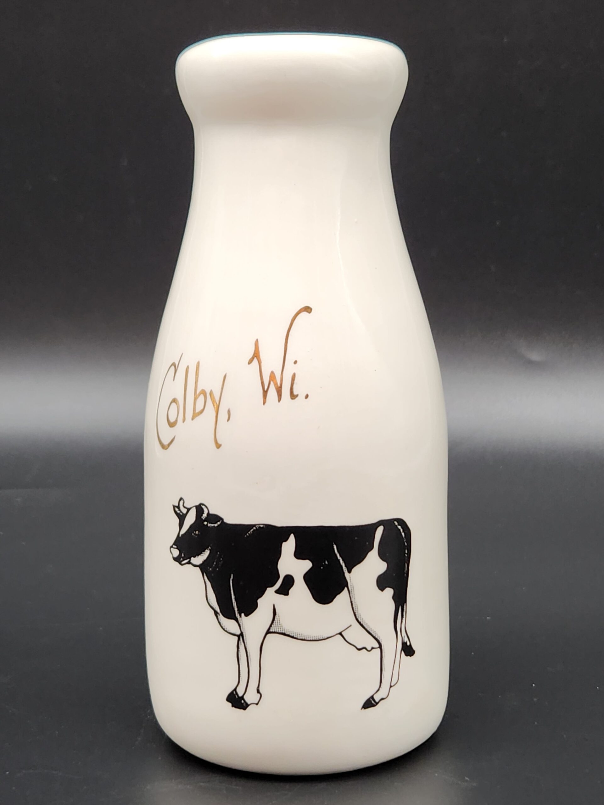 Colby, Wisconsin Local Advertising Pottery Ceramic Farmhouse Milk Bottle