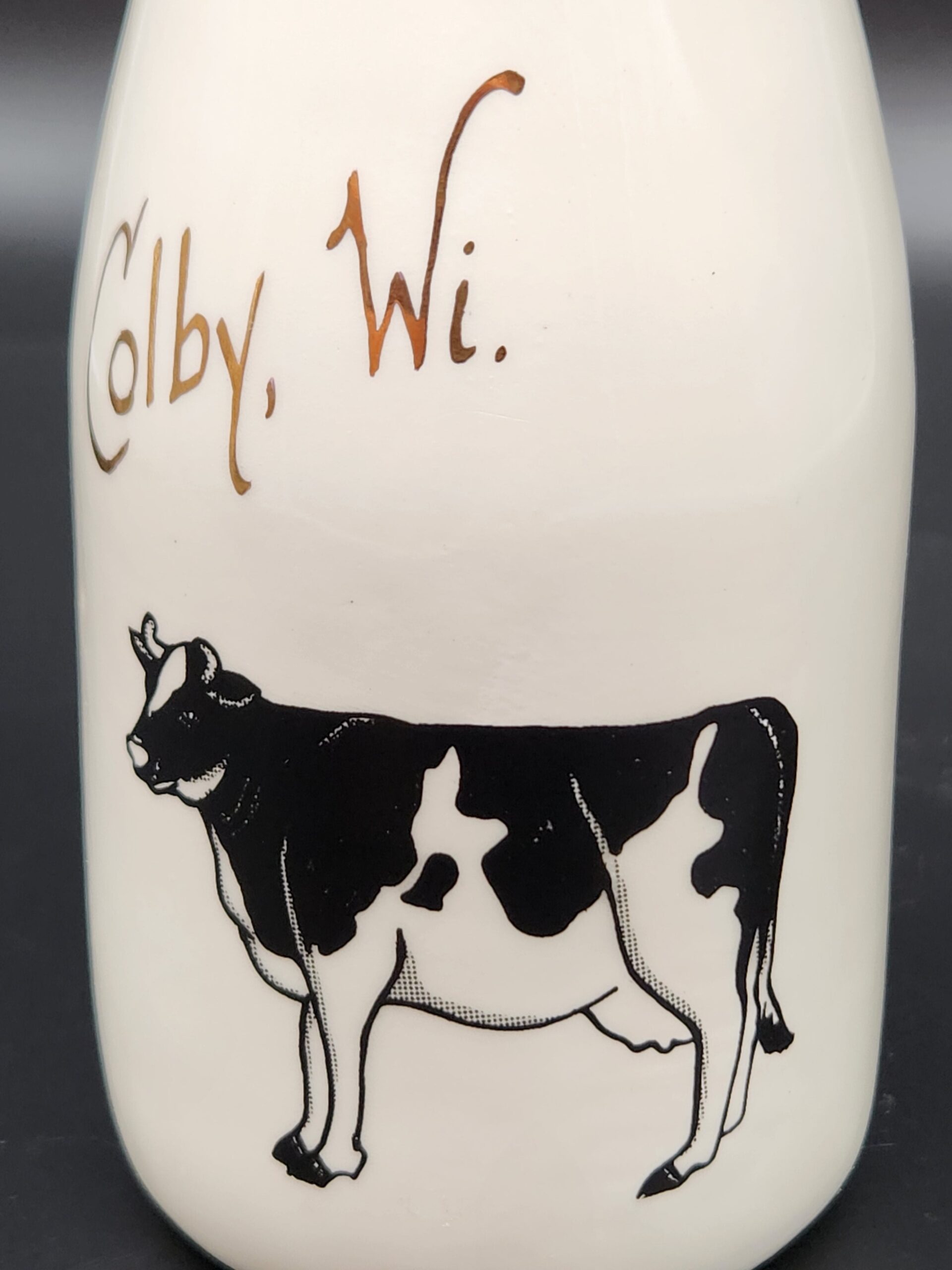 Colby, Wisconsin Local Advertising Pottery Ceramic Farmhouse Milk Bottle - Image 3
