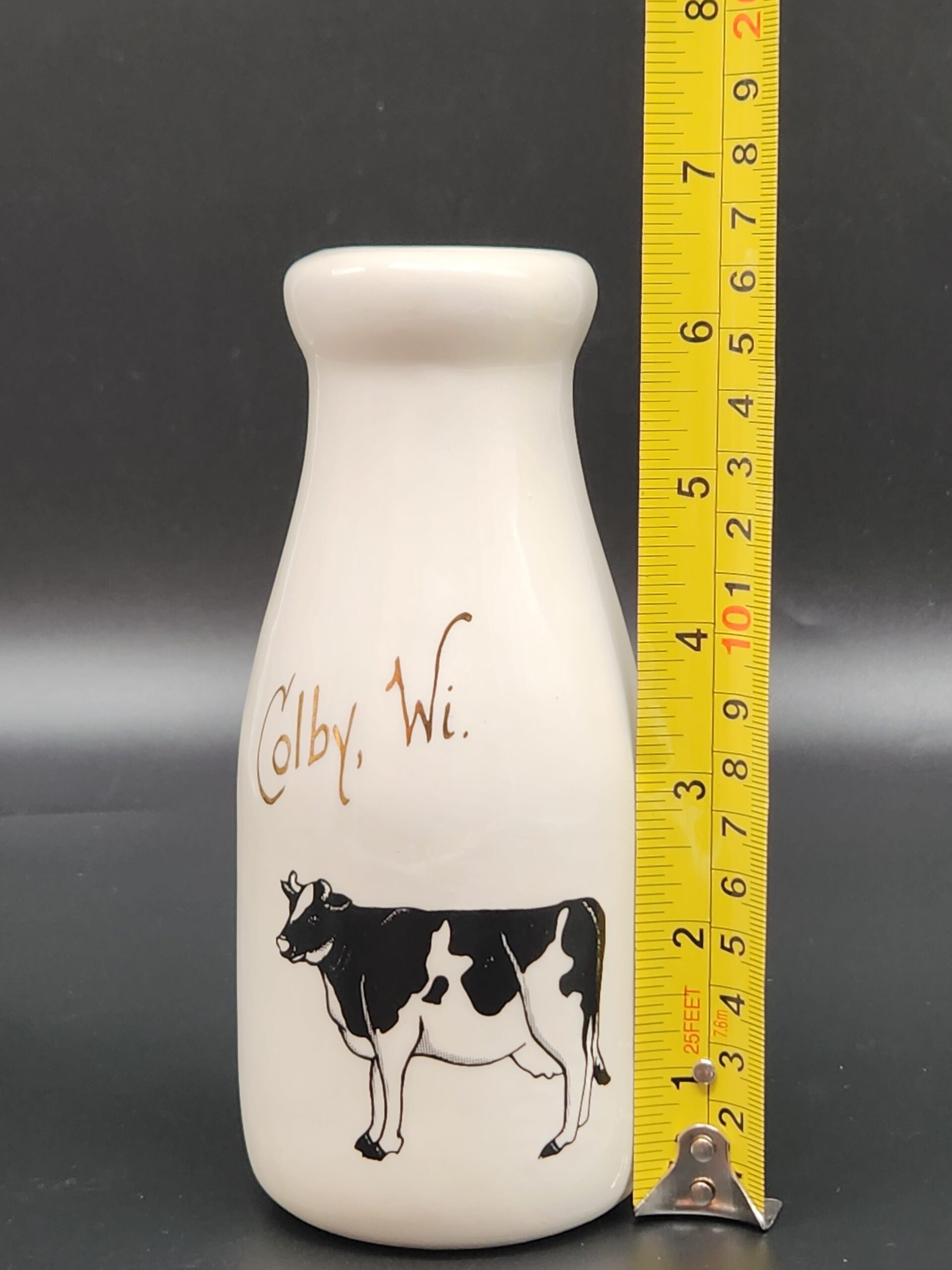 Colby, Wisconsin Local Advertising Pottery Ceramic Farmhouse Milk Bottle - Image 4