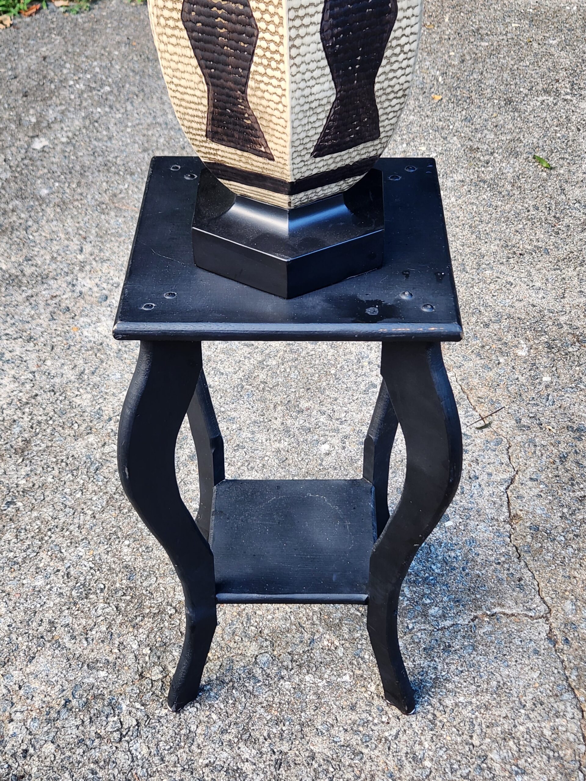 Wooden Plant Stand / End Table w/ Cabriole Legs - Image 2