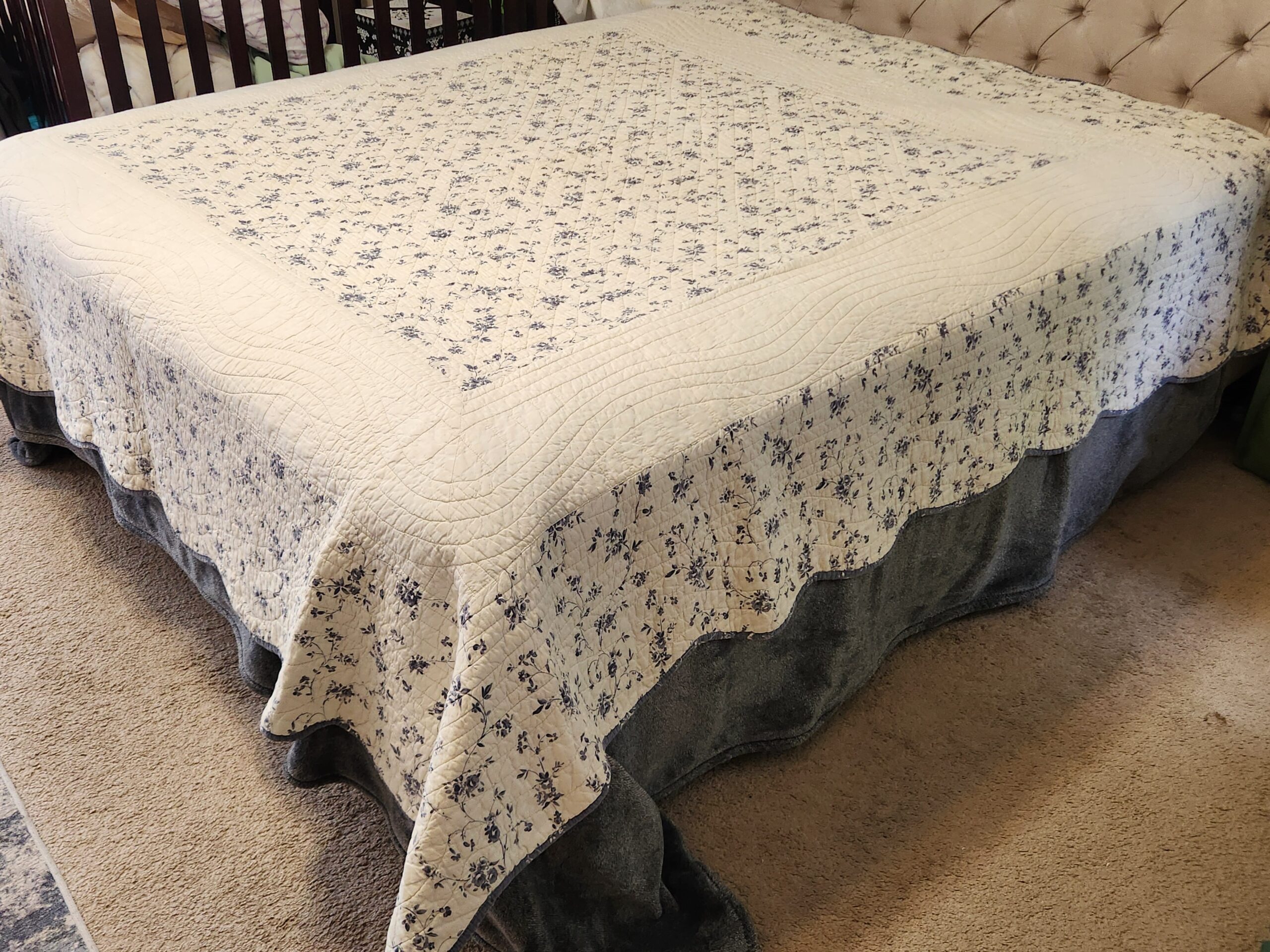 Geneva Floral Quilted and Embroidered Bedspread - Image 3