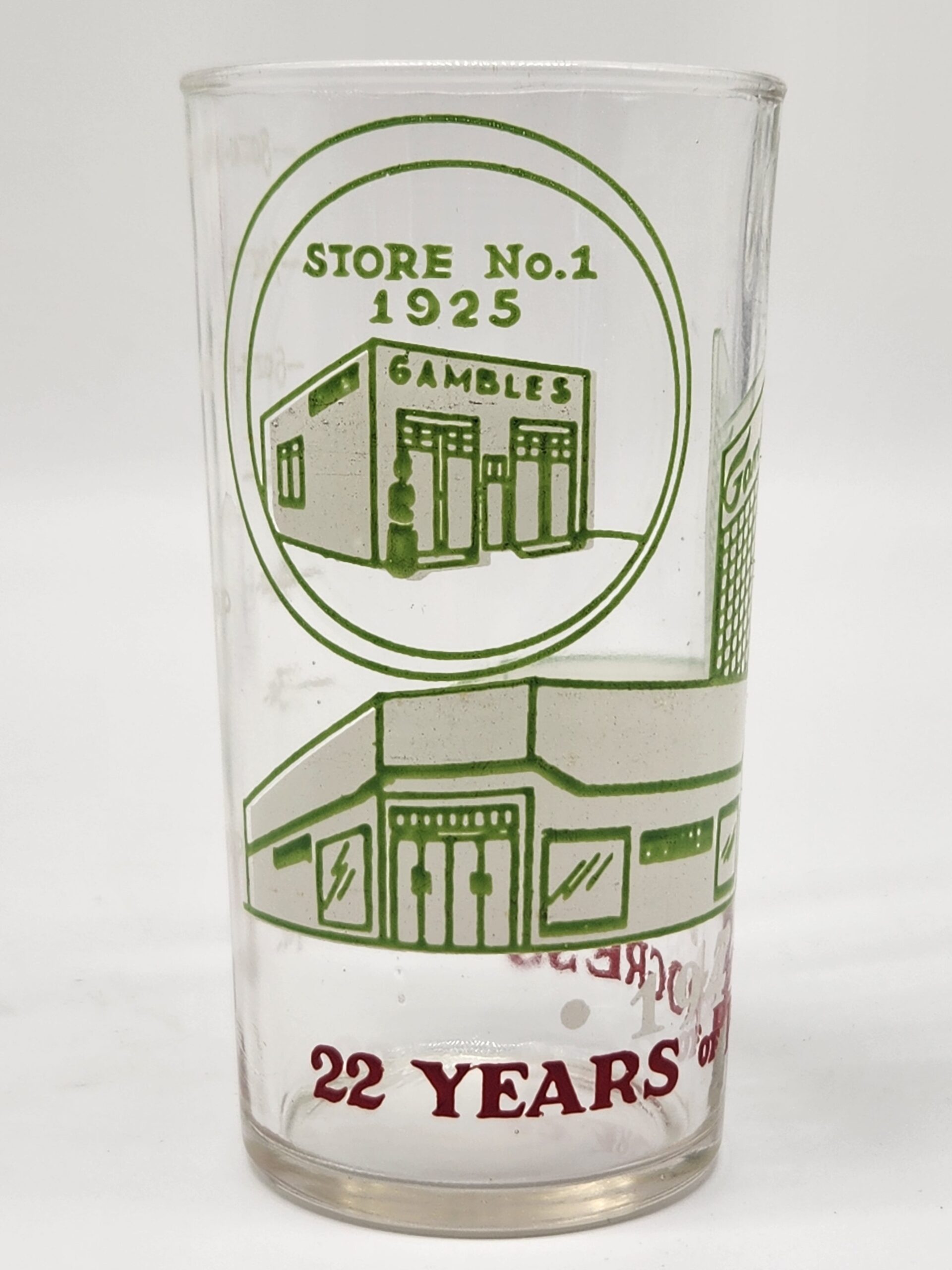 1947 Gambles Department Store Promotional Drinking Glass