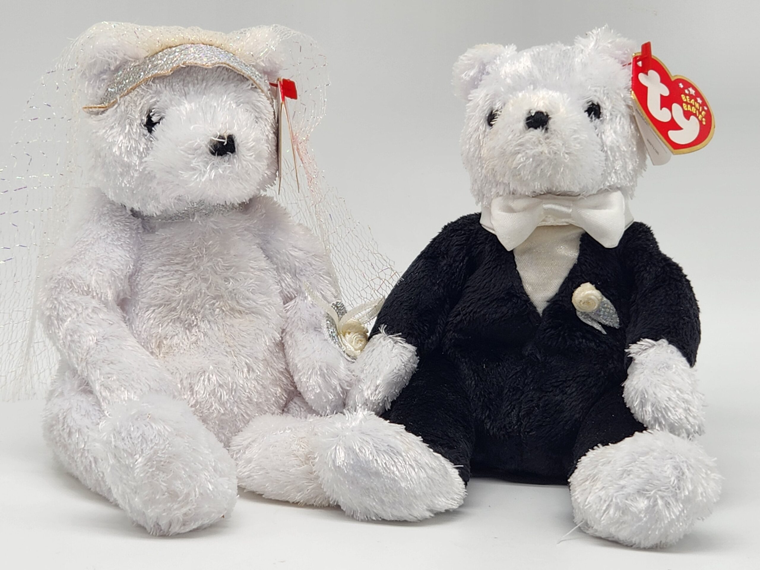 Ty Beanie Babies "Bride" and "Groom" Bear Set