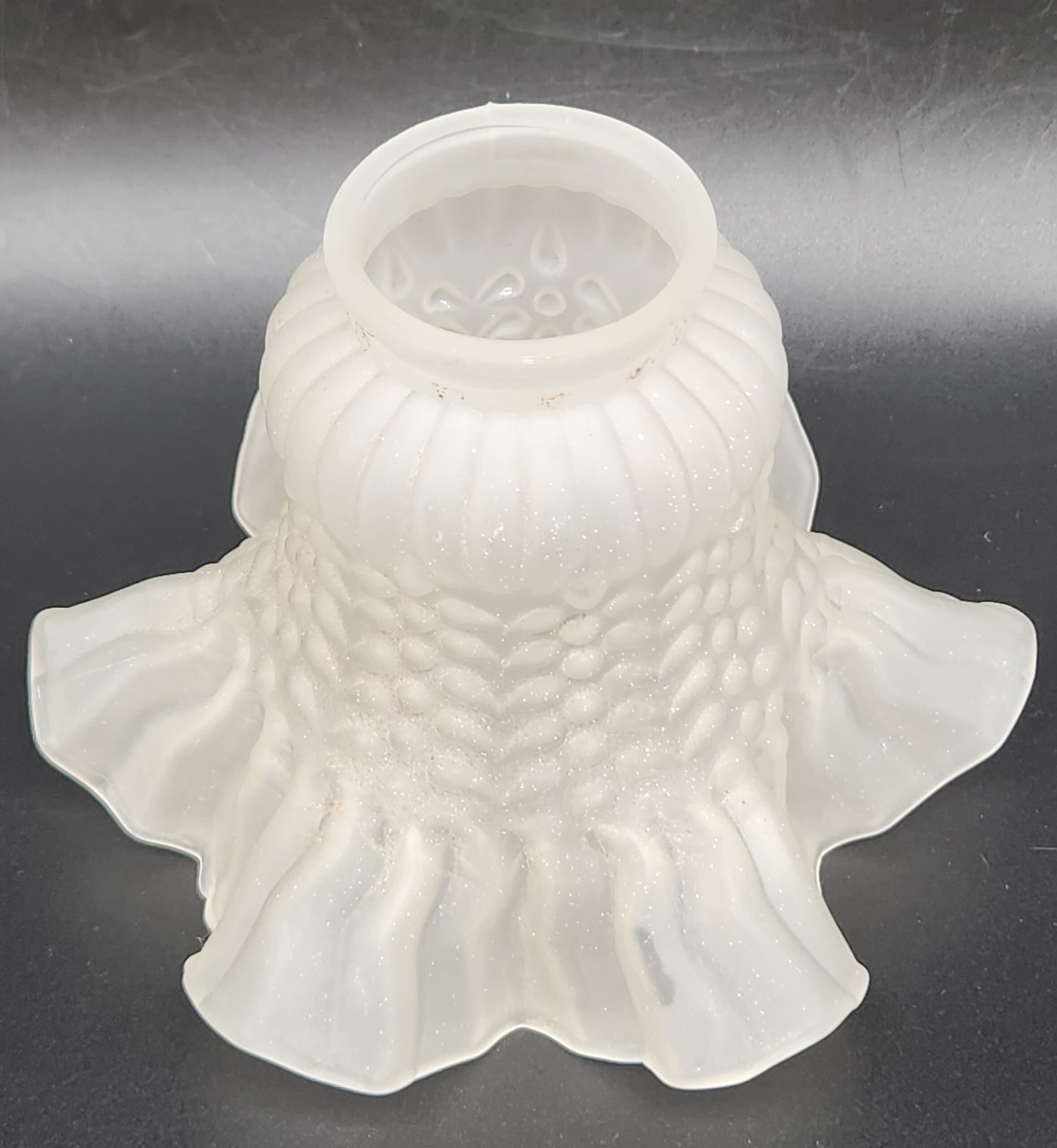 Vintage Ruffled Petticoat Frosted Glass Lamp Shades - Image 5
