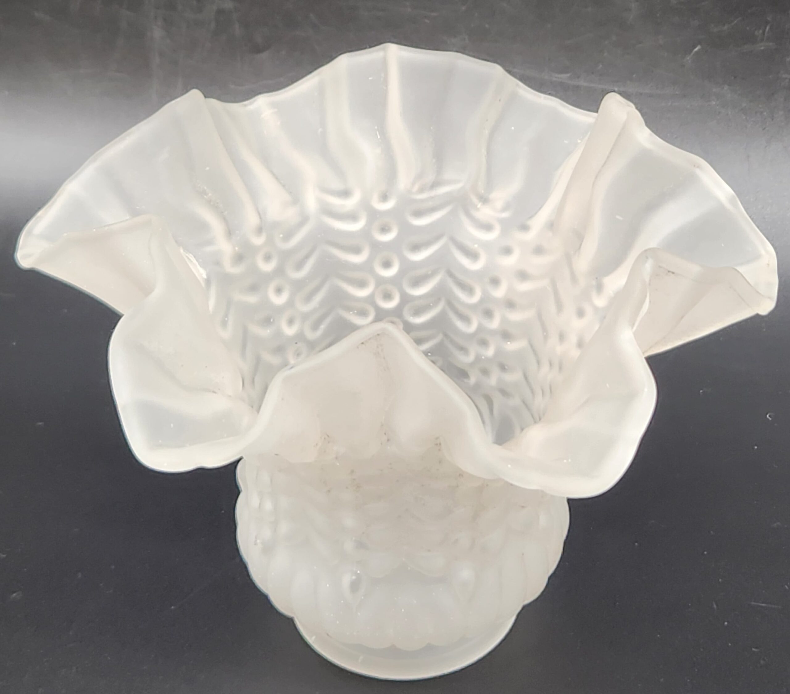 Vintage Ruffled Petticoat Frosted Glass Lamp Shades - Image 6