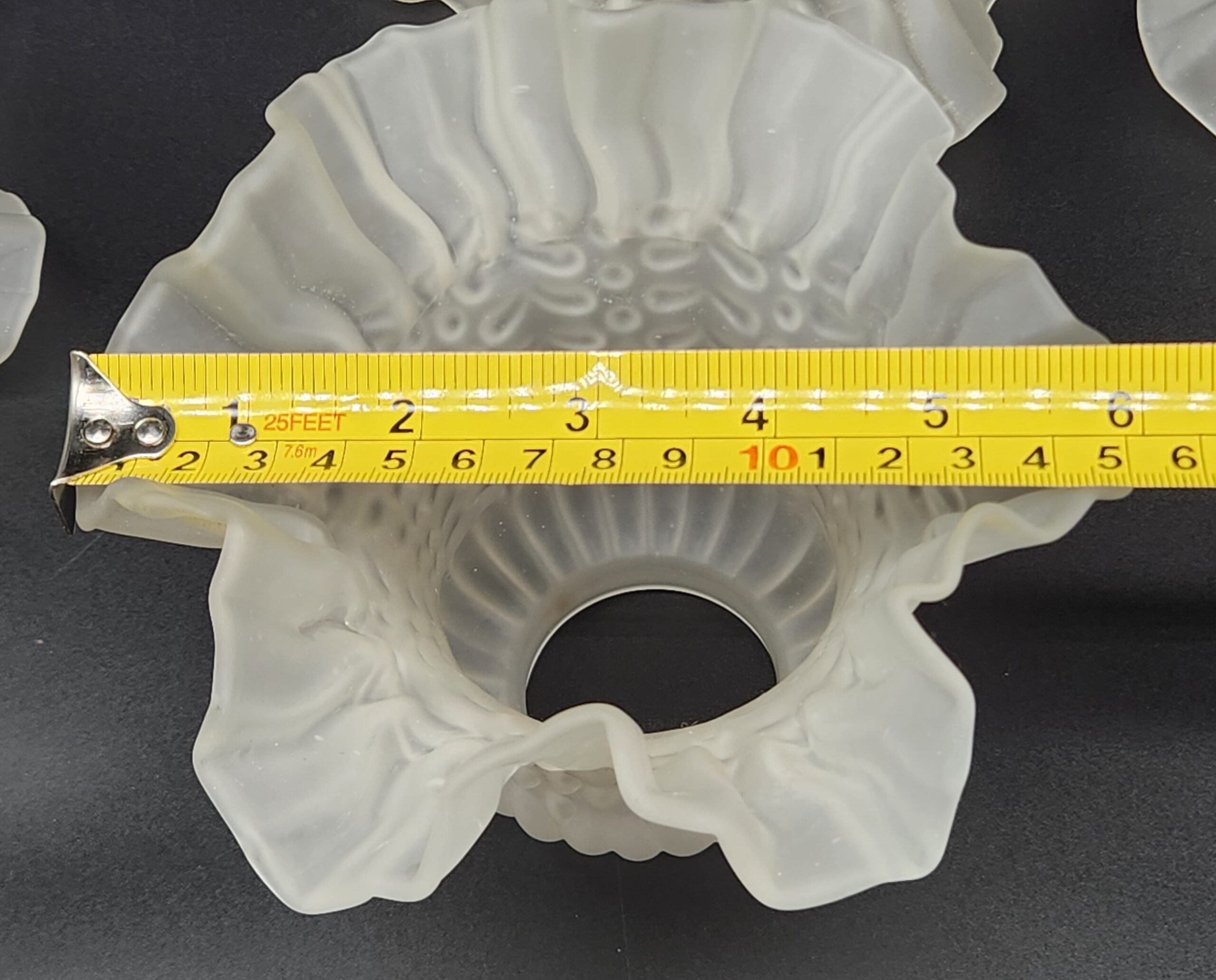 Vintage Ruffled Petticoat Frosted Glass Lamp Shades - Image 10