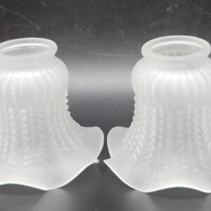 Vintage Thin Wall Ruffled Petticoat Frosted Glass Lamp Shades